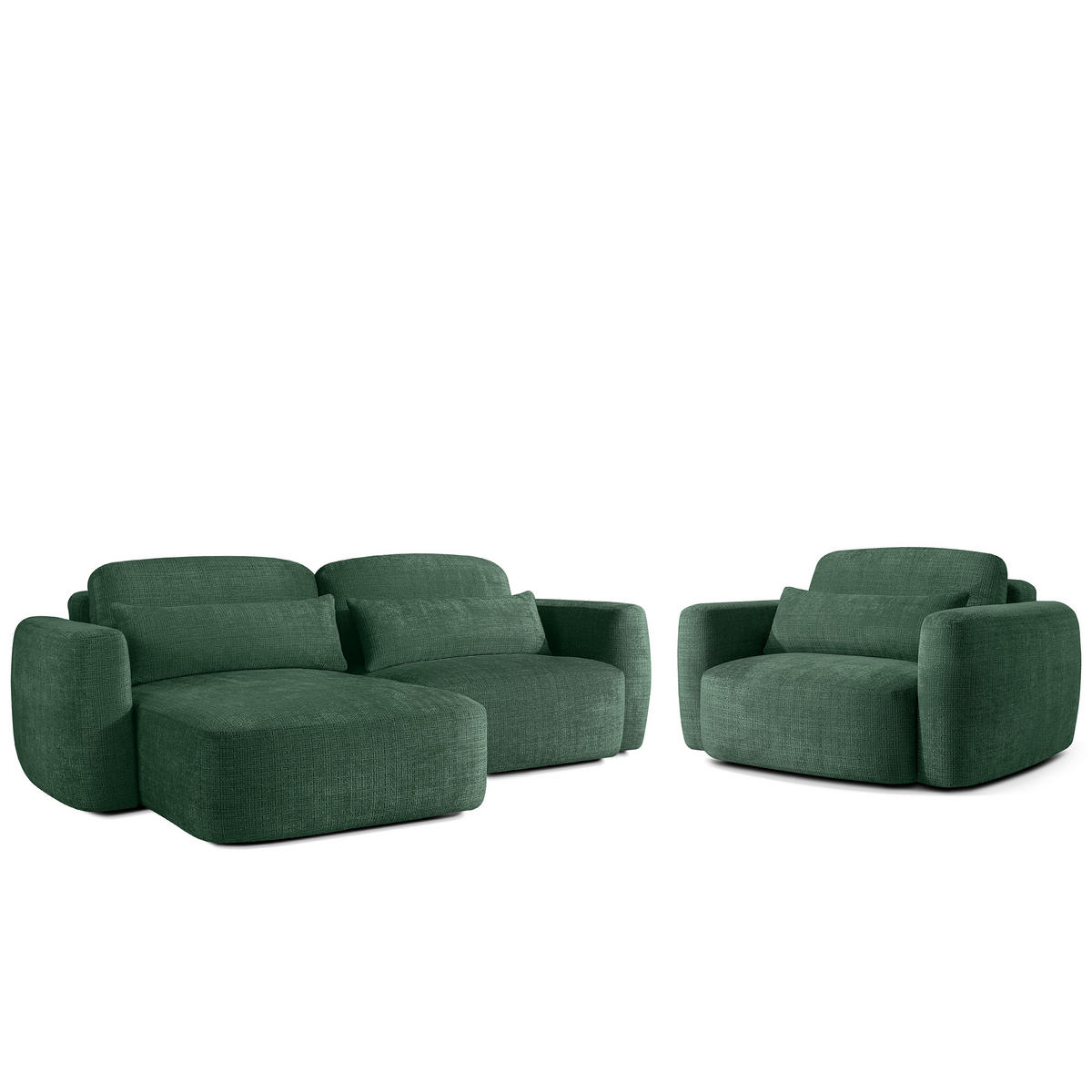 SITZGARNITUR ELOSA - Grün, Holz/Textil (245/85/165cm) - KONSIMO®