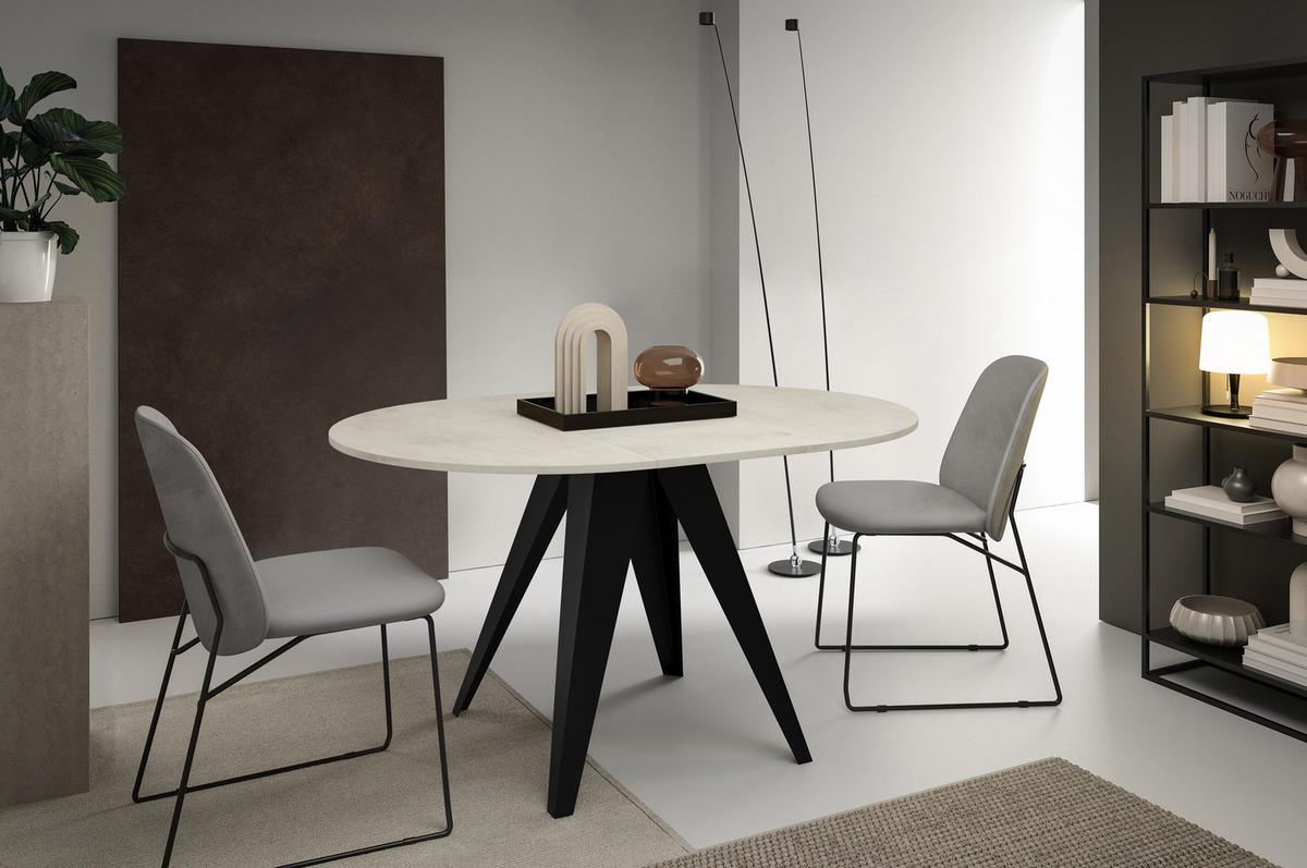 ESSTISCH Gerda - Creme/Schwarz, Holzwerkstoff/Metall (90/90/76cm) - Meblini