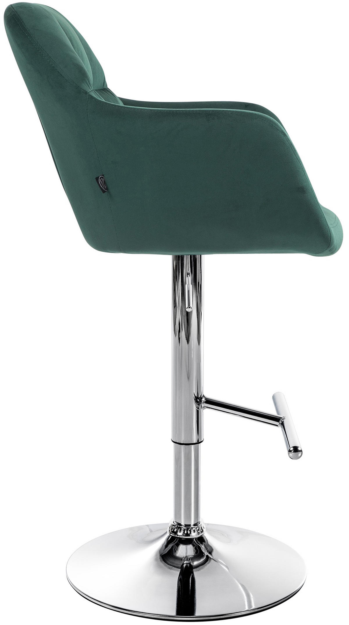BARHOCKER Nardo Samt chrom grün - Chromfarben/Grün, Textil/Metall (57/118/59cm) - TPFLiving