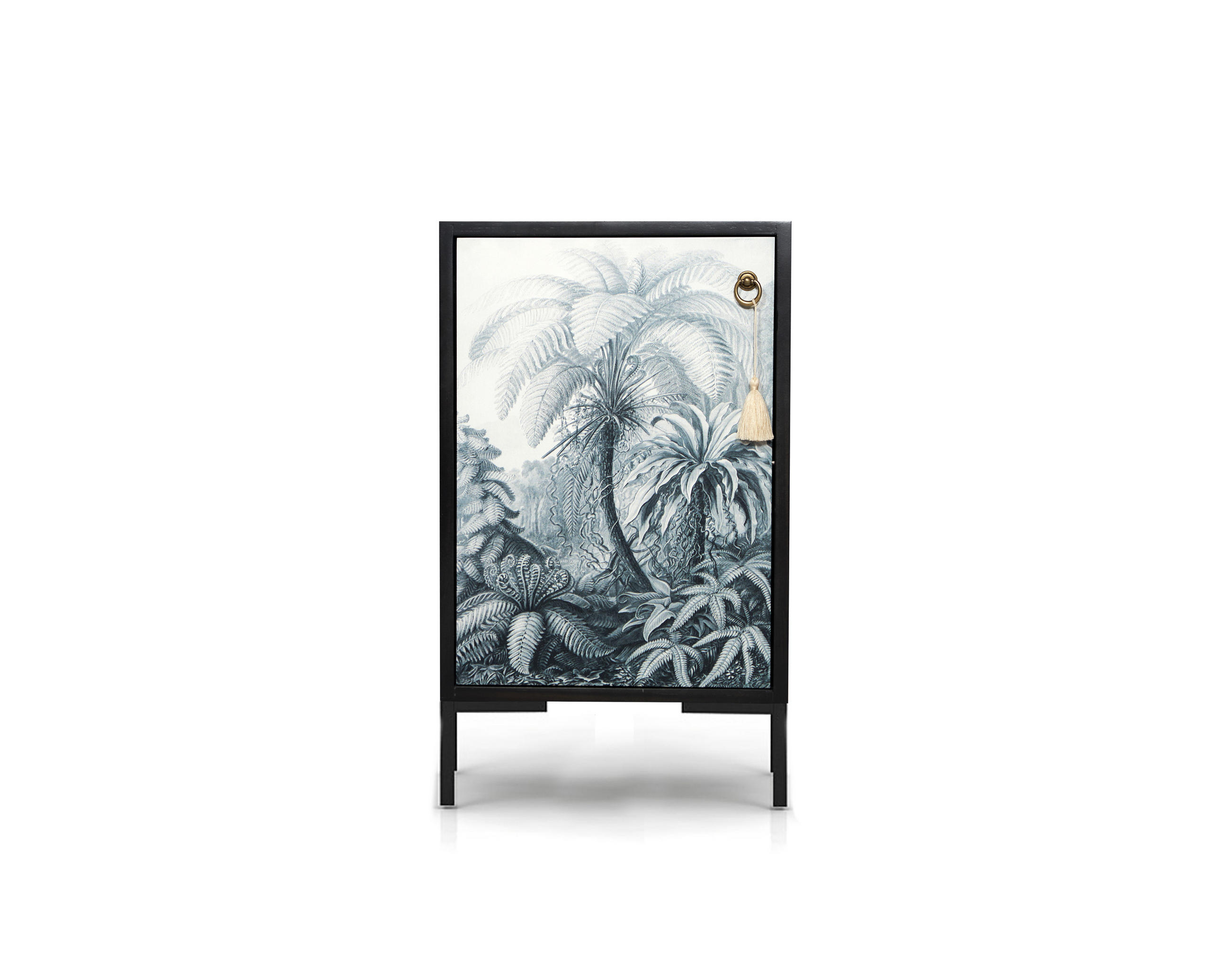 NACHTTISCH aus MDF mit Palmen-Print BLACK VINTAGE PALM - Schwarz/Grau, Holzwerkstoff (30/65/40cm) - RNT By Really Nice Things
