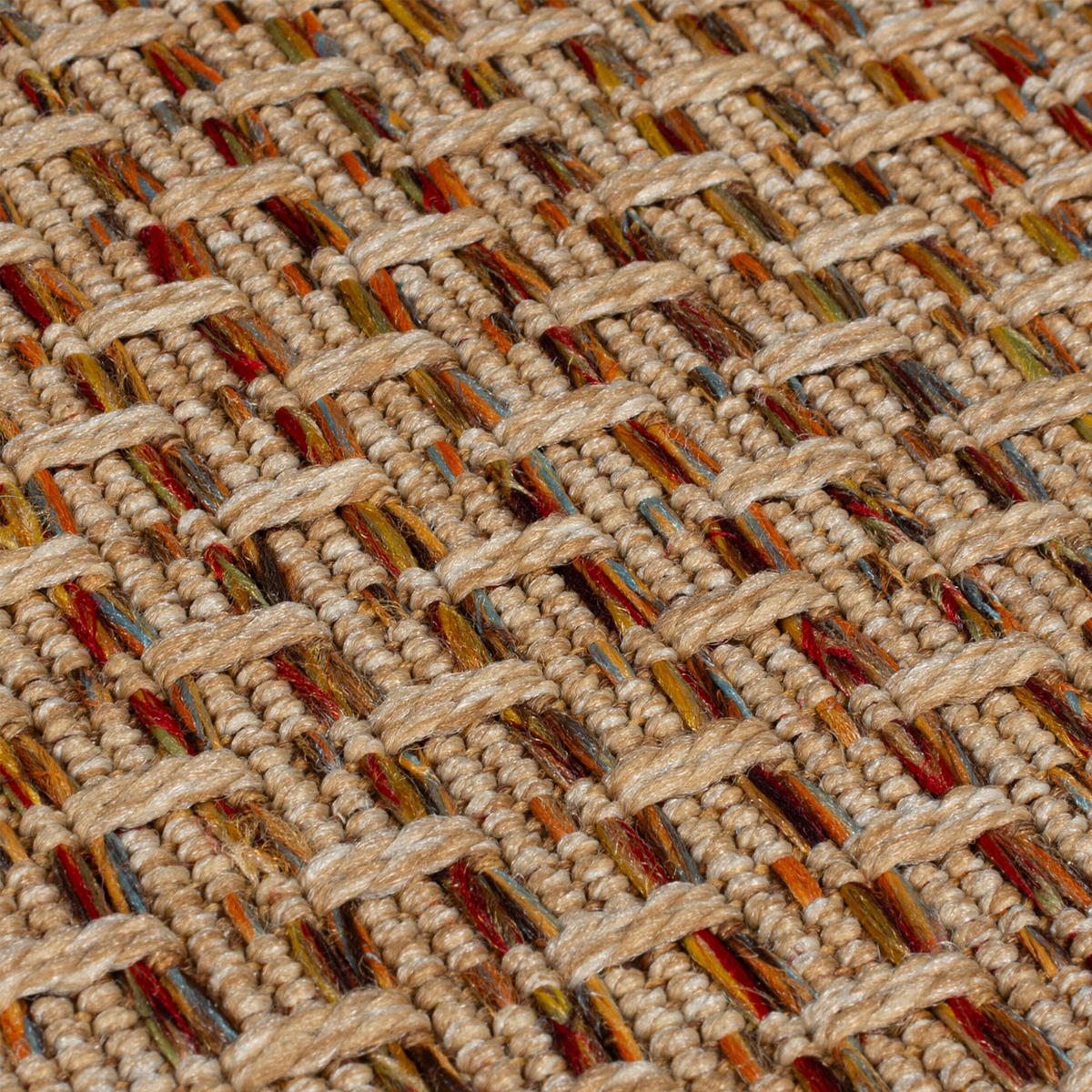 TEPPICH Outdoor Rauten Natural, Balkon schmutzabweisend Natur-Terrakotta Rechteckig 160x230 - Braun, Textil (160/230cm) - KADIMA DESIGN