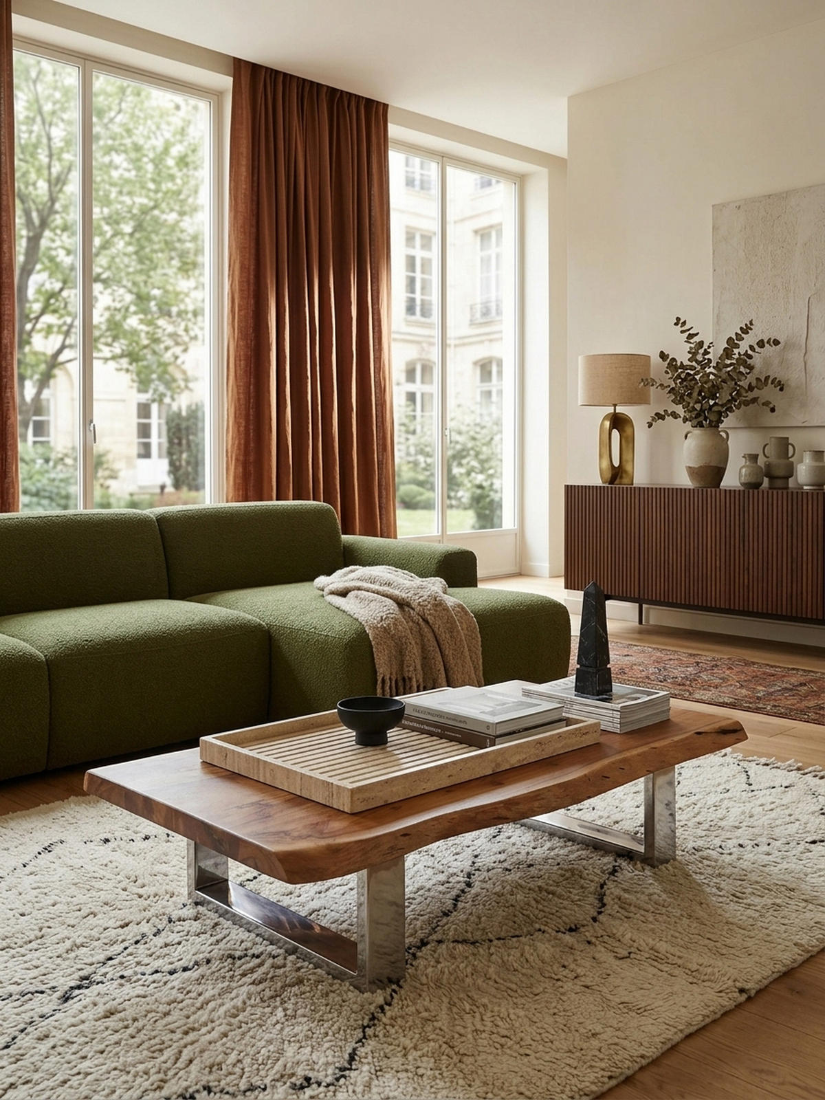 COUCHTISCH Akazienholz Massiv, Baumkanten Design, Landhausstil, Metallbeine Stabil - Beige/Silberfarben, Holz/Metall (58/115/25cm) - KADIMA DESIGN