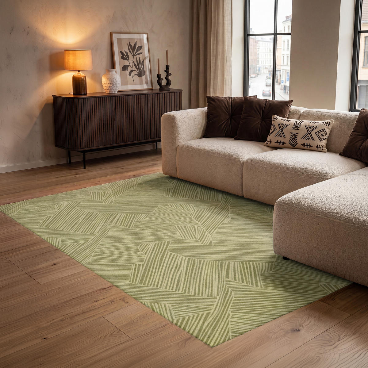 KOBERCE - Abstraktné - Moderné - Zelené - 140x200 cm - olivovozelená, textil/plast (140/0.4cm) - OnlyWow