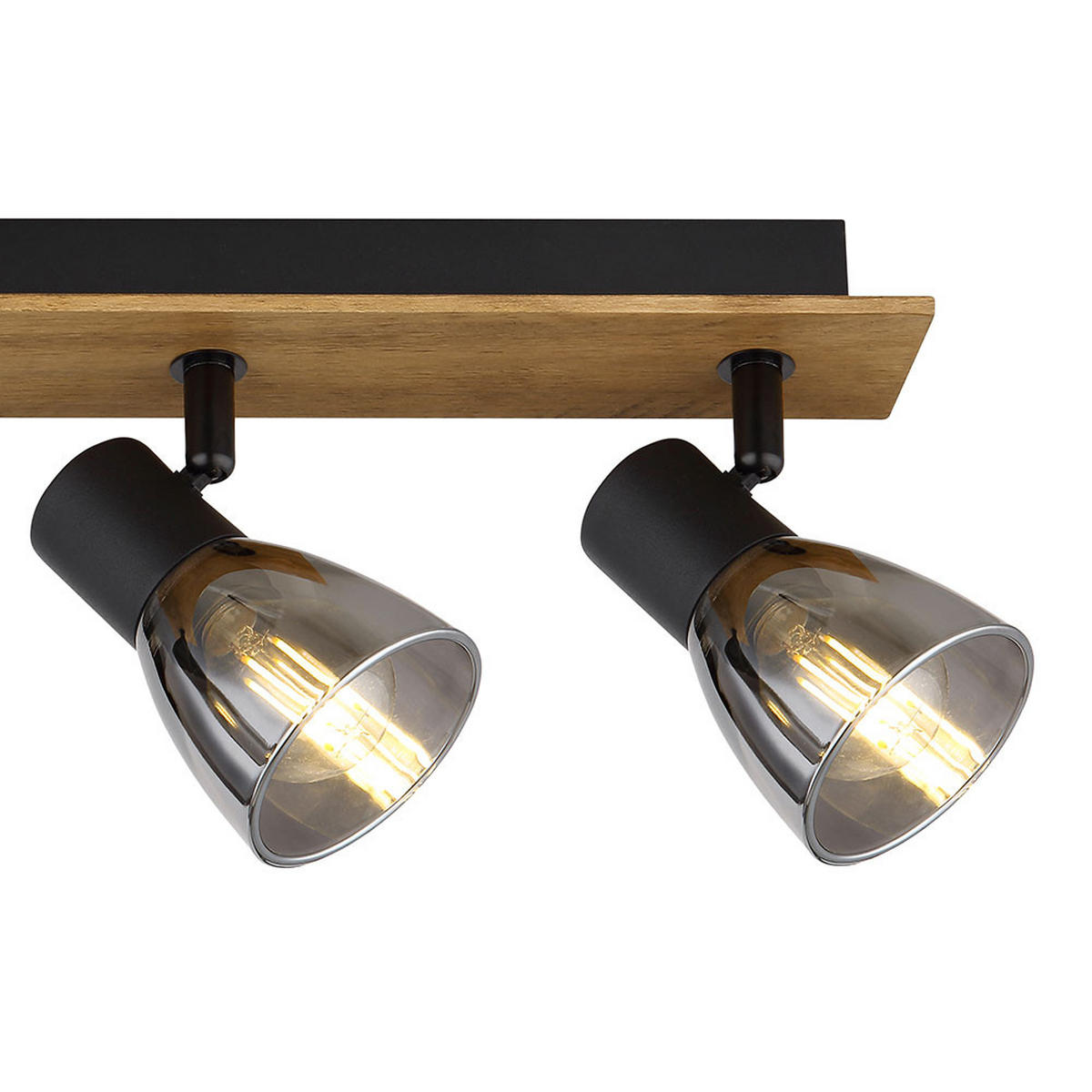 LED DECKENLEUCHTE Holz Schwarz Rauchglas - Schwarz, Holz (50/7/15.5cm) - Globo Lighting