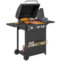 GASGRILL DE-18620 3+1 Brenner 9,5 kW mit 2 Grillrosten Schwarz - Schwarz, Metall (58/98/123cm) - ComfortXL