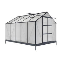 SELBSTTRAGENDES Gewächshaus - 244cm x 366cm - Polycarbonat - anthrazitgrau - COROLLE - Anthrazit, Kunststoff (244/225/366cm) - Vente-Unique
