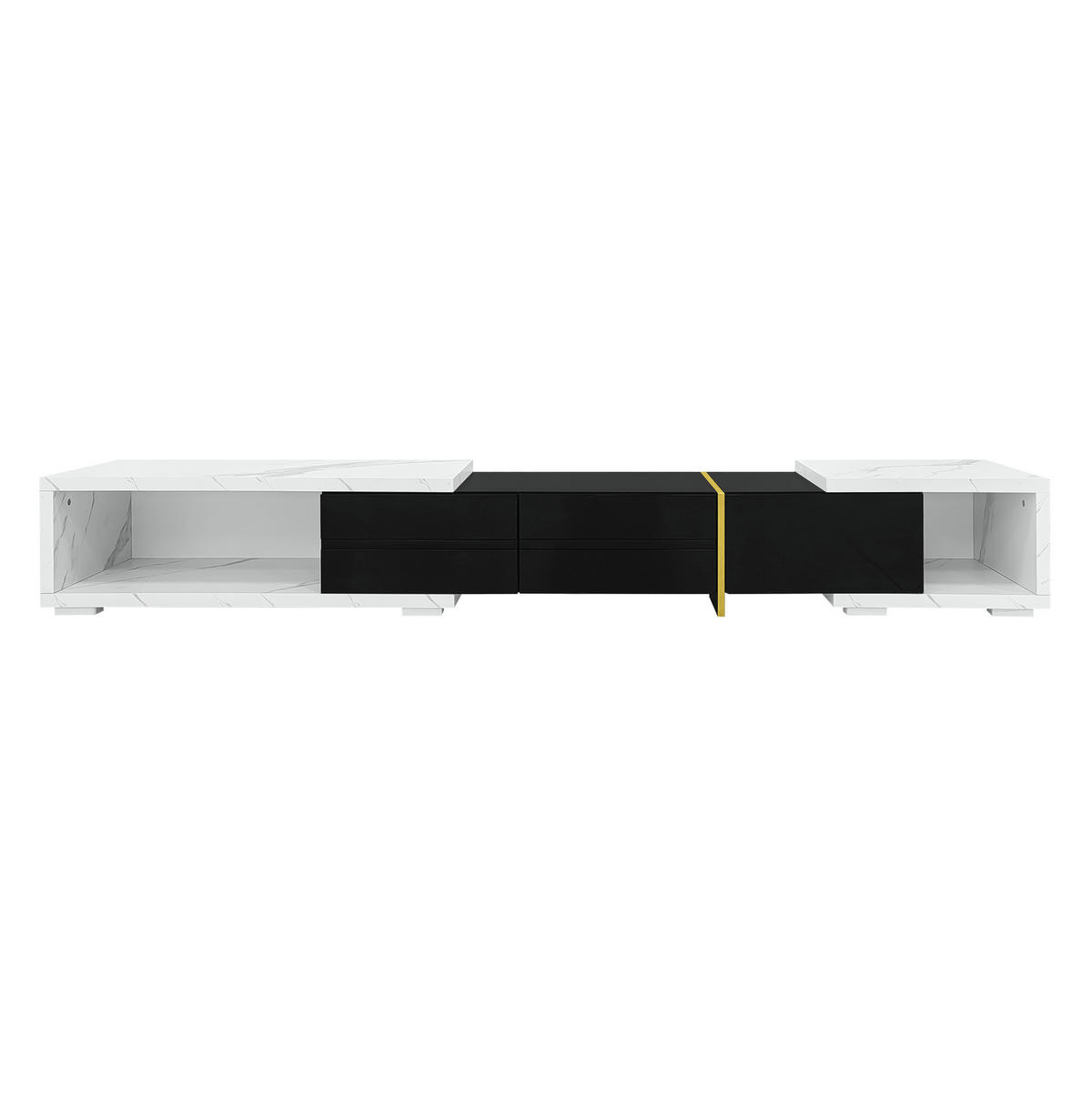 TV-SCHRANK mit 3 Türen und 2 Schubladen in Weiß und Schwarz 190/35/45 cm - Schwarz, Holzwerkstoff (260/30/40cm) - Redom