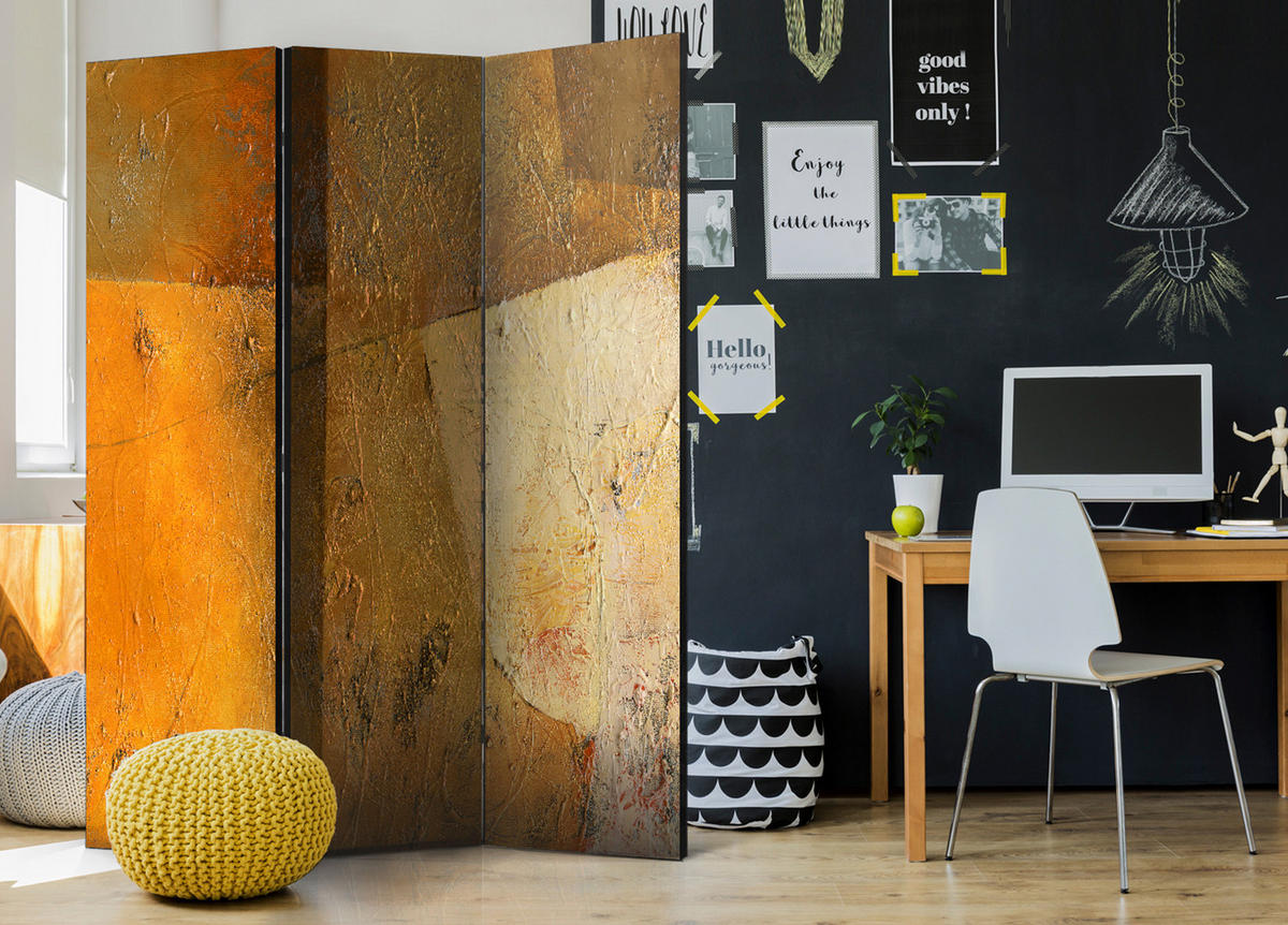 PARAVENT Akustik 3-tlg 135x172 cm Moderne Kunst - Braun, Holz/Textil (135/172/3cm) - Muralo