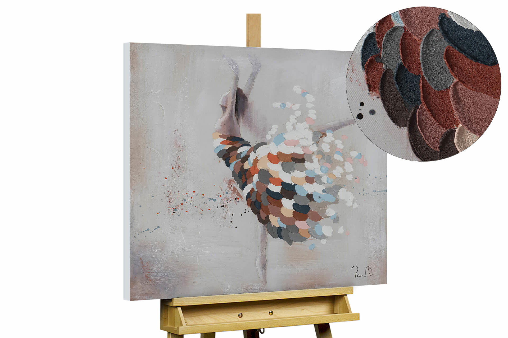 ACRYLBILD HANDGEMALT 60/60 cm - Weiß/Braun, Holz/Textil (1/60cm) - KUNSTLOFT