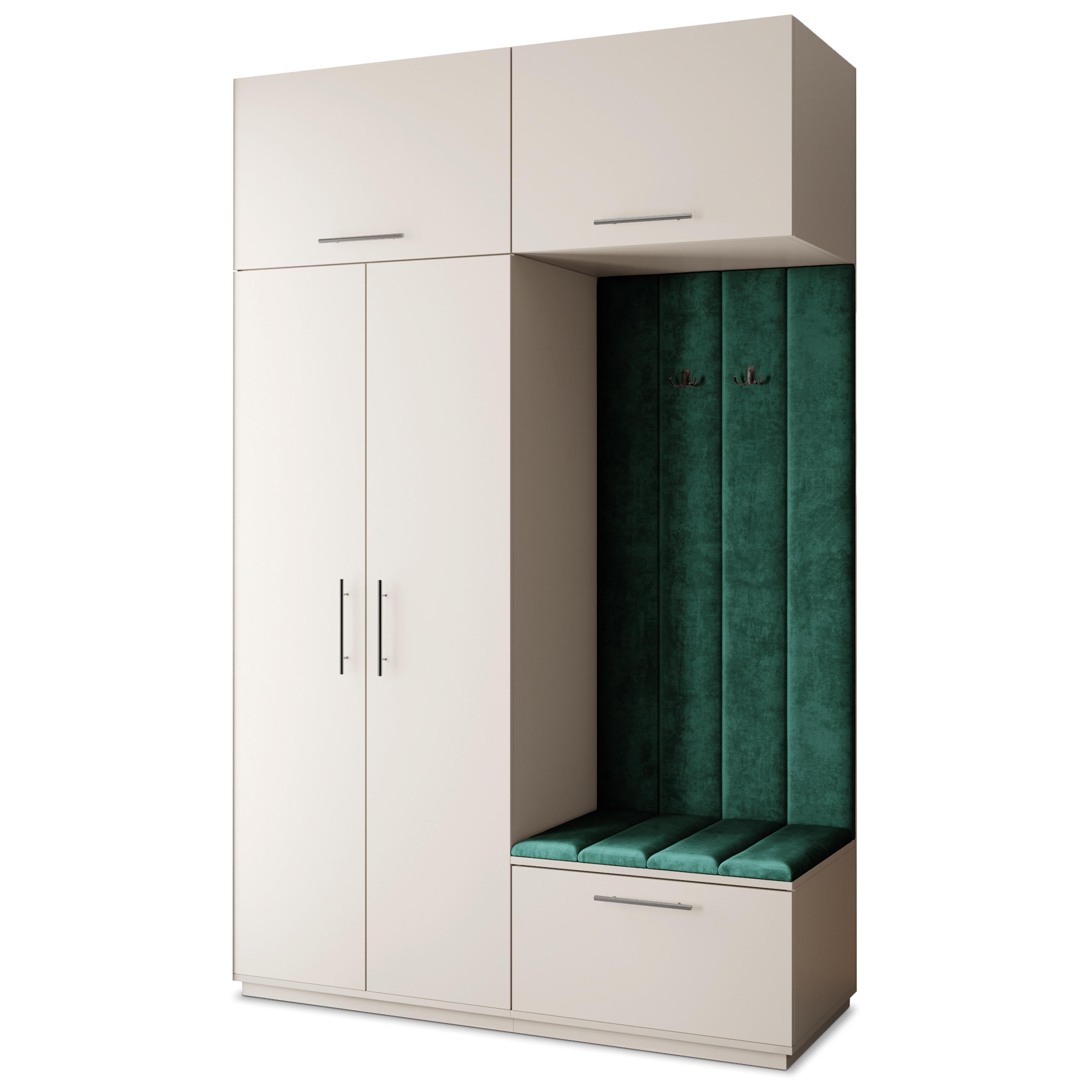 GARDEROBENSCHRANK REMA 150/240/60 cm Modern Garderobe-Set Kaschmir - Kaschmir/Grün, Holzwerkstoff (150/240/60cm) - MASSENO