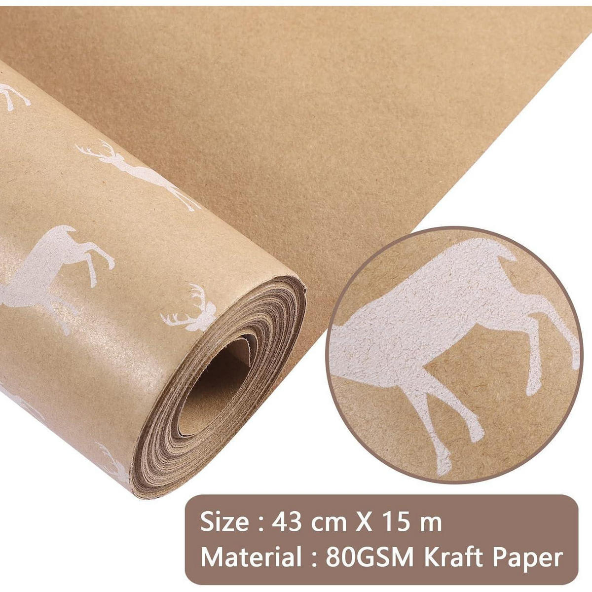 GESCHENKPAPIER Rolle Elch Design 43 cm x 15 m - Braun, Papier (44/43/44cm)
