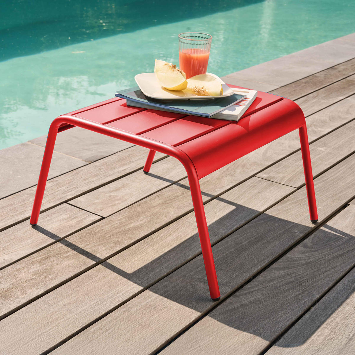 GARTENHOCKER, Rot - Rot, Metall (44/30/40cm) - Oviala