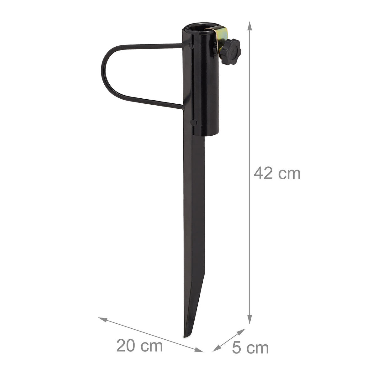 RASENDORN Schwarz für Sonnenschirm Stahl bis 32 mm - Schwarz, Kunststoff/Metall (20/42/5cm) - Relaxdays