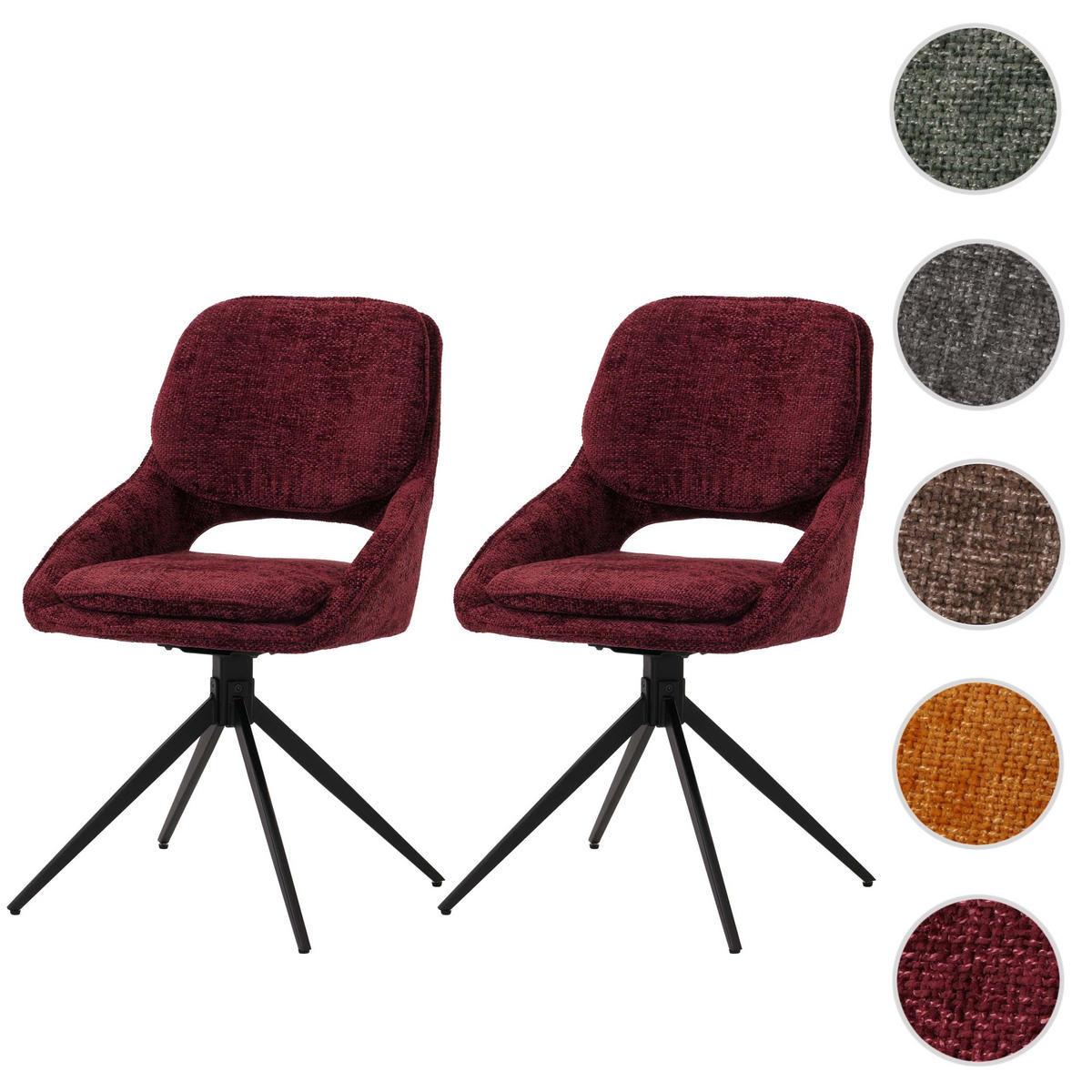 ESSZIMMERSTUHL Bordeaux 2er-Set - Bordeaux, Textil (55/87/55cm) - MCW