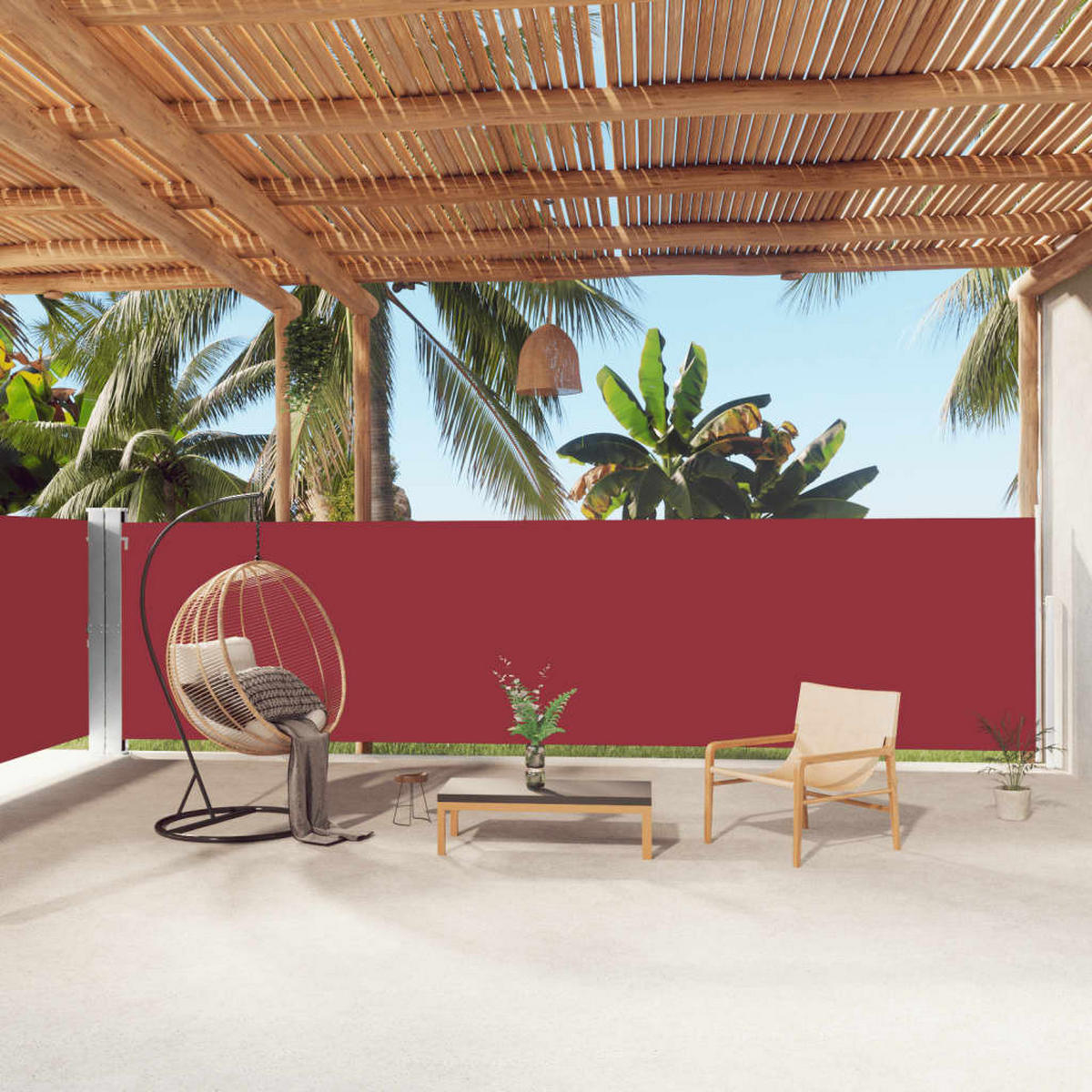SEITENMARKISE Ausziehbar Rot 160x1000 cm - Rot, Textil (1/160/1000cm) - furnicato