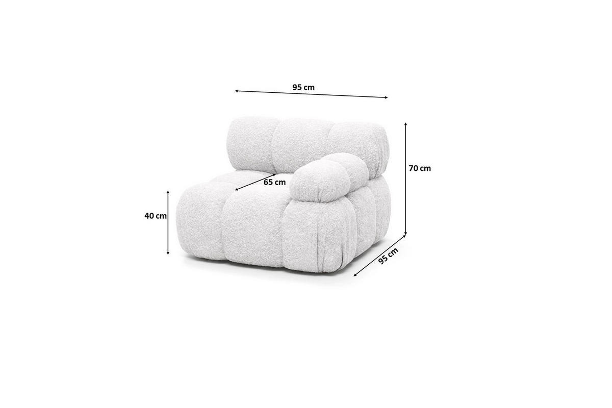 MODUL Seitlich, Für Modulares System, Stoff Abriamo, Ecru, Rechts, Selia - Ecru, Holz (95/70/95cm) - Kaiser Möbel