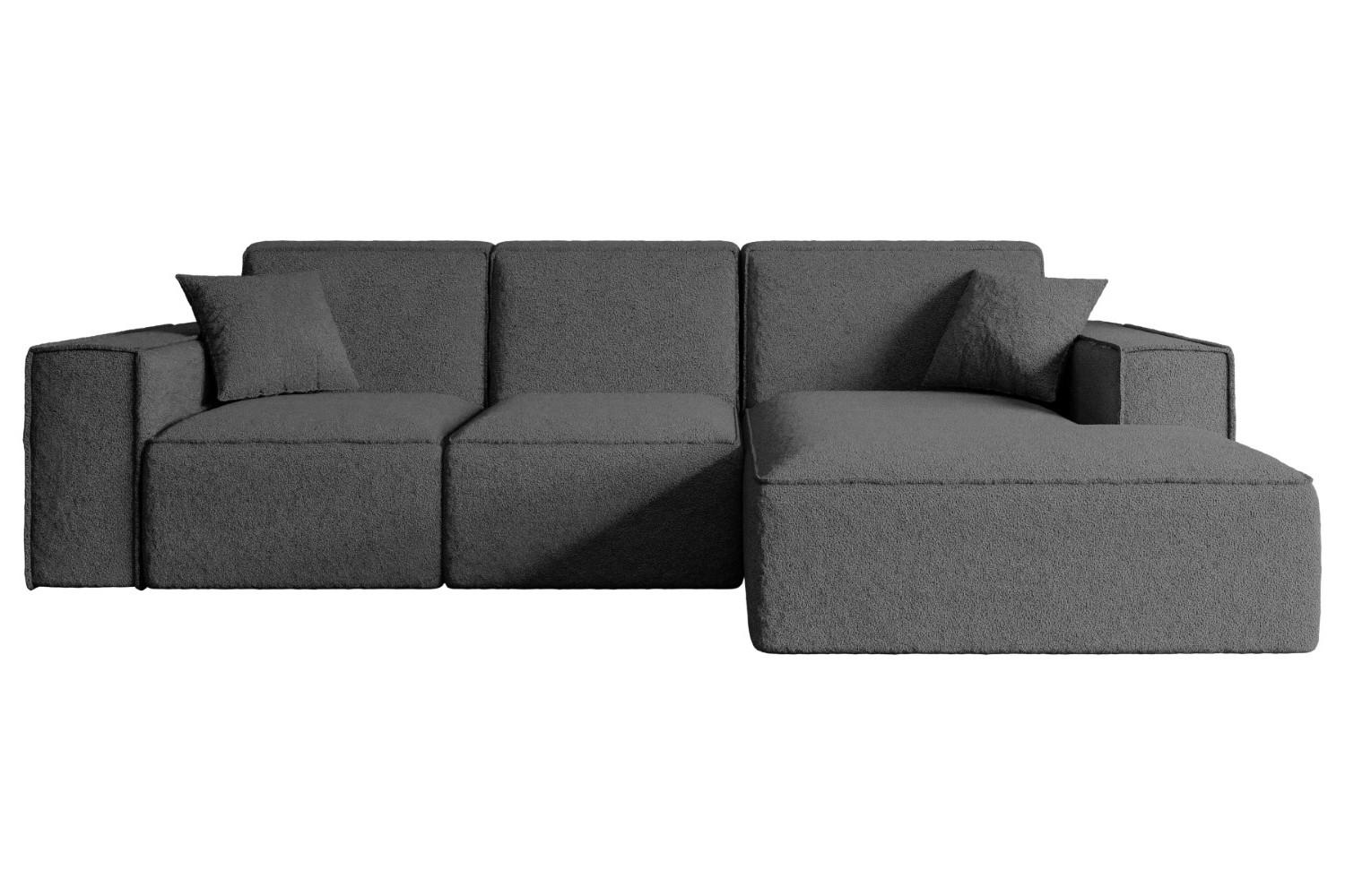 ECKSOFA Ottomane Rechts SERRA-L - 266x165x73 cm Grau Bouclé - Schwarz/Grau, Holzwerkstoff/Kunststoff (266/165cm) - ALTDECOR