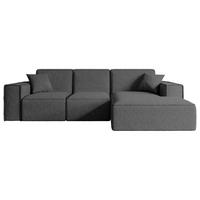 ECKSOFA Ottomane Rechts SERRA-L - 266x165x73 cm Grau Bouclé - Schwarz/Grau, Holzwerkstoff/Kunststoff (266/165cm) - ALTDECOR