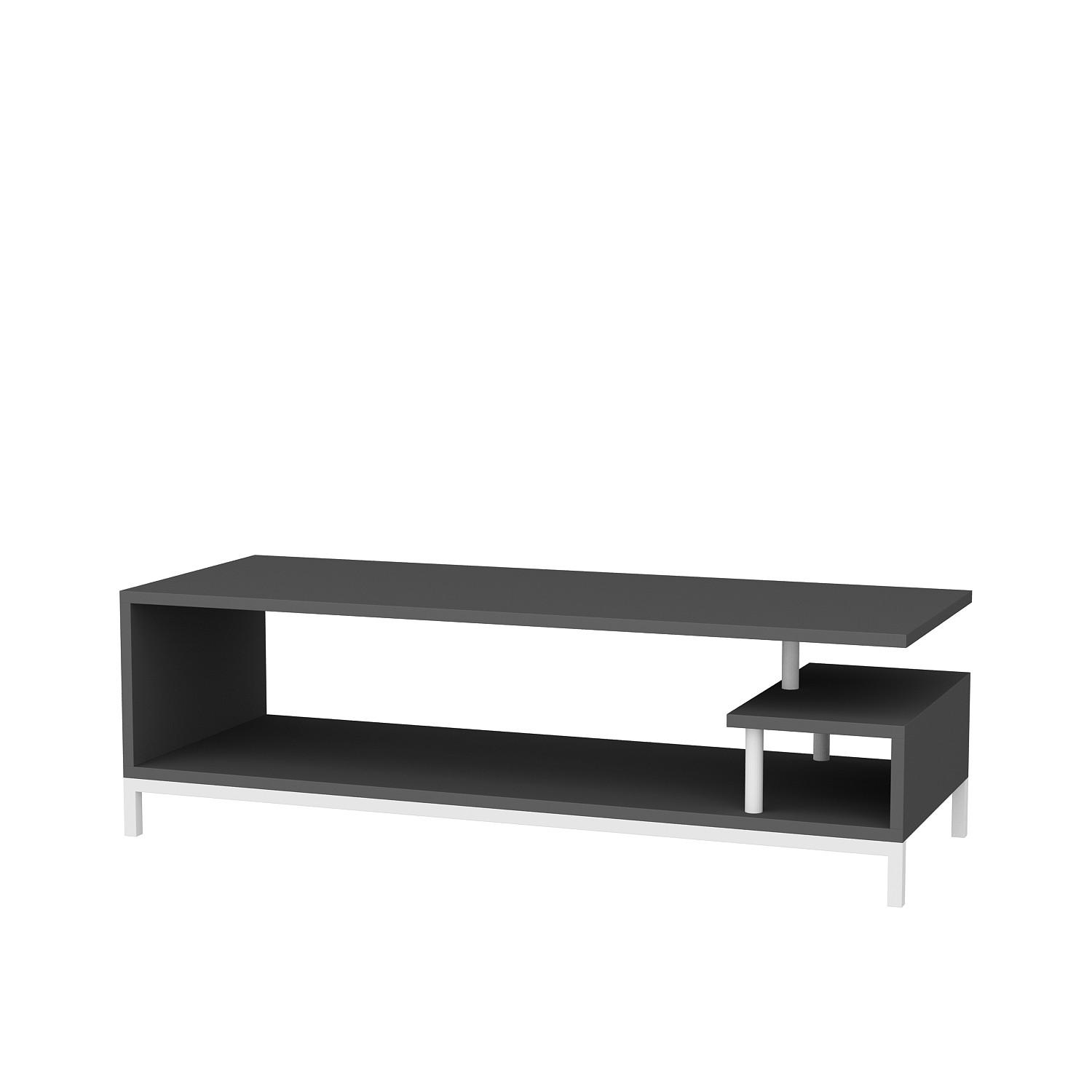 TV-LOWBOARD Reilly Weiß-Anthrazit - Anthrazit/Weiß, Holzwerkstoff (120/38/45cm) - Decorotika