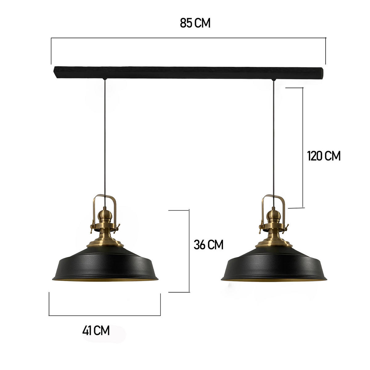 PENDELLEUCHTE Asletl 2 Flammig 41/36 cm - Schwarz, Metall (36/41/28cm) - Bamyum