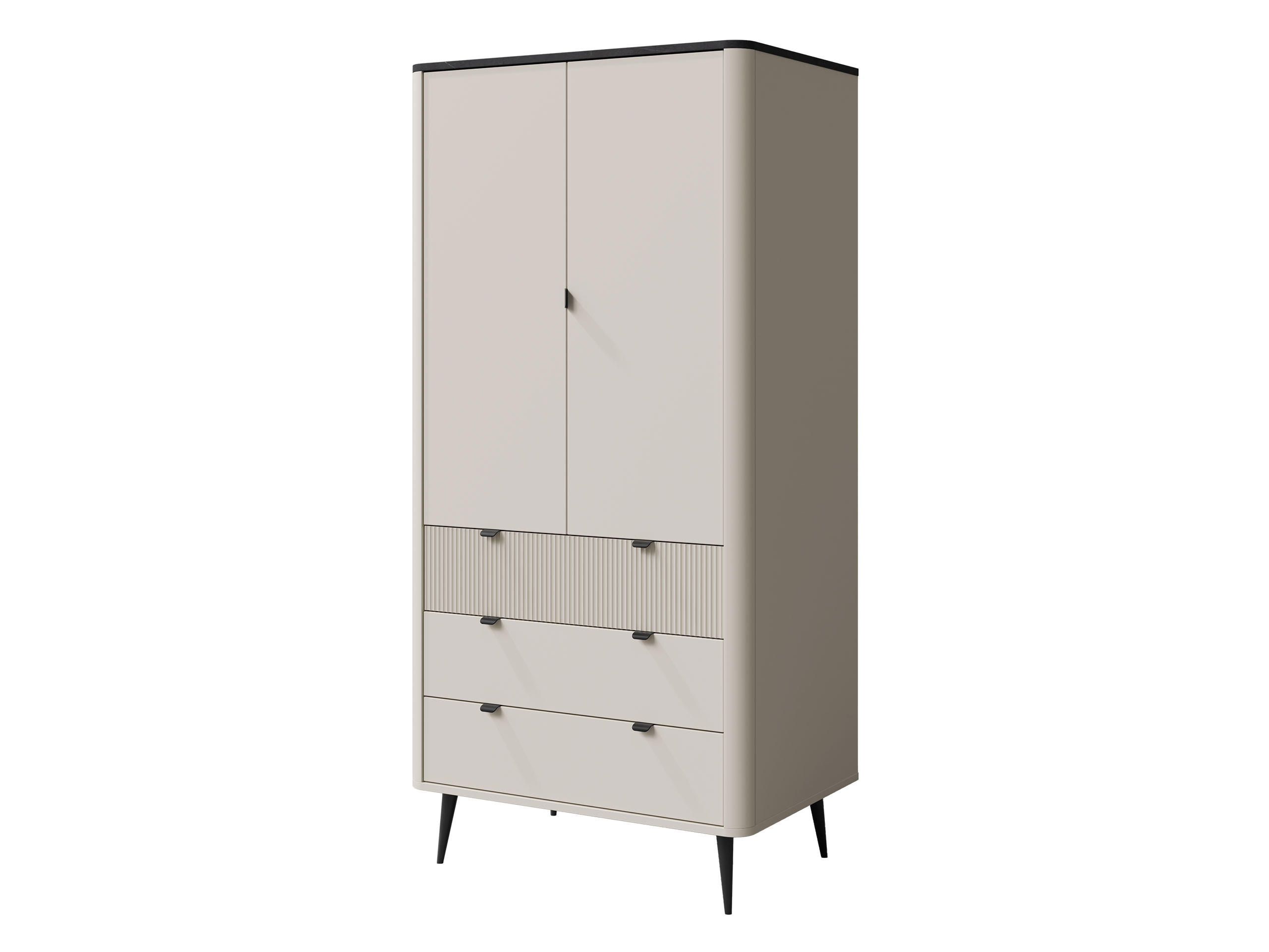 DREHTÜRENSCHRANK Marly 3S2D RE01 - Kaschmir/Schwarz, Holzwerkstoff/Metall (90/191/40cm) - MIRJAN24