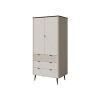 DREHTÜRENSCHRANK Marly 3S2D RE01 - Kaschmir/Schwarz, Holzwerkstoff/Metall (90/191/40cm) - MIRJAN24