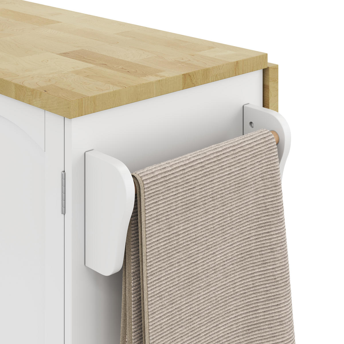 KUCHYŇSKÝ OSTROV bílý a přírodní, servírovací vozík se zásuvkou na příbory do kuchyně a obývacího pokoje, 120 × 45(70) × 90 cm - přírodní, kompozitní dřevo (138/90/70cm) - STILVORA