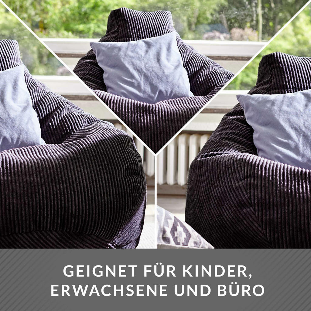 Thumbnail - Green Bean Sitzsack, Schwarz, Textil, Oval, 80x90x90 cm, Hergestellt in Deutschland, Wohnzimmer, Hocker, Sitzsäcke, XXL ...