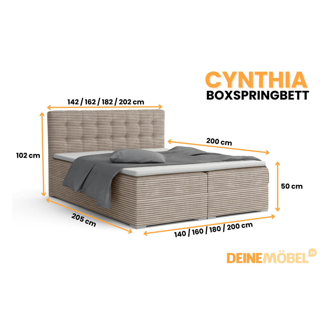 Thumbnail - Deine Möbel 24 Boxbett, Beige, Holz, Holzwerkstoff, Textil, H4, 180x200 cm, Schlafzimmer, Betten, Boxspringbetten