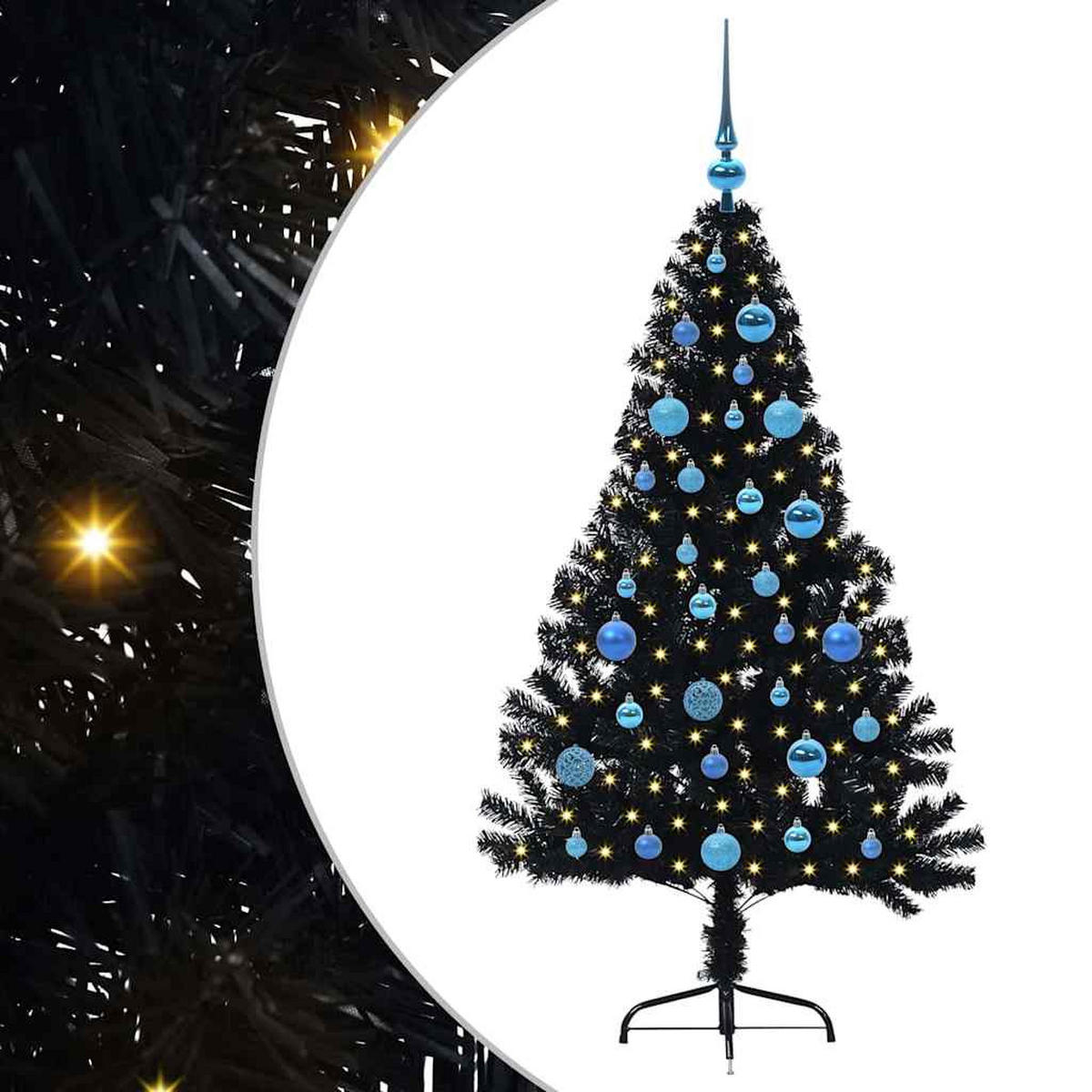 WEIHNACHTSBAUM Künstlicher Vorbeleuchteter Haltbar 95/95/150 cm Schwarz PVC - Schwarz, Kunststoff (150cm) - vidaXL