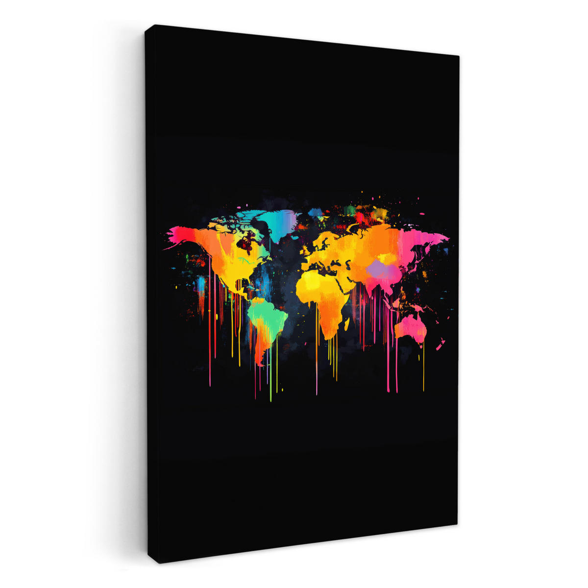 LEINWANDBILD Weltkarte - Farbe - Bunt - Graffiti - Welt 20x30 cm - Multicolor, Textil (20/30cm) - MuchoWow