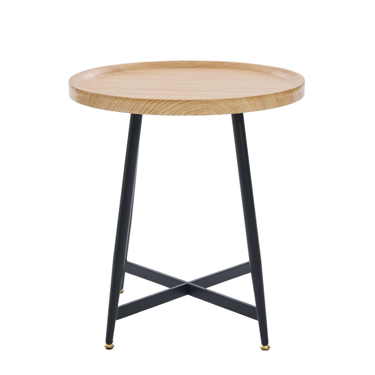 BEISTELLTISCH 55/H 60 cm in Naturholz-Optik mit schwarzem Metallgestell - Naturfarben, Holzwerkstoff (55/55/60cm) - BEAOK