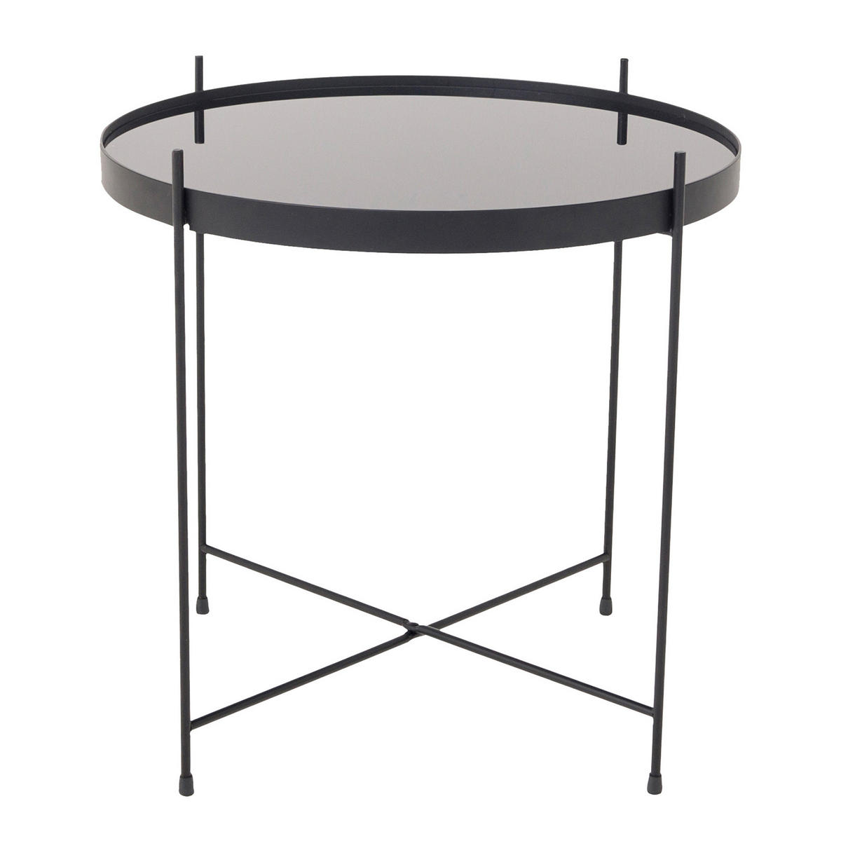 COUCHTISCH ELEGANCE rund Schwarz 38cm - Schwarz/Braun, Glas/Metall (38/38/43cm) - riess-ambiente