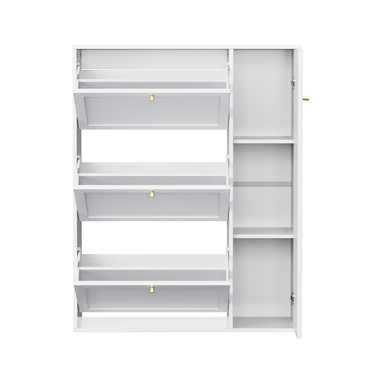 SCHUHSCHRANK 90/114/25 cm Weiß aus MDF und Spanplatte mit 3 Klappen und 1 Tür - Weiß, Holzwerkstoff (90/114/25cm) - OKMYHOME