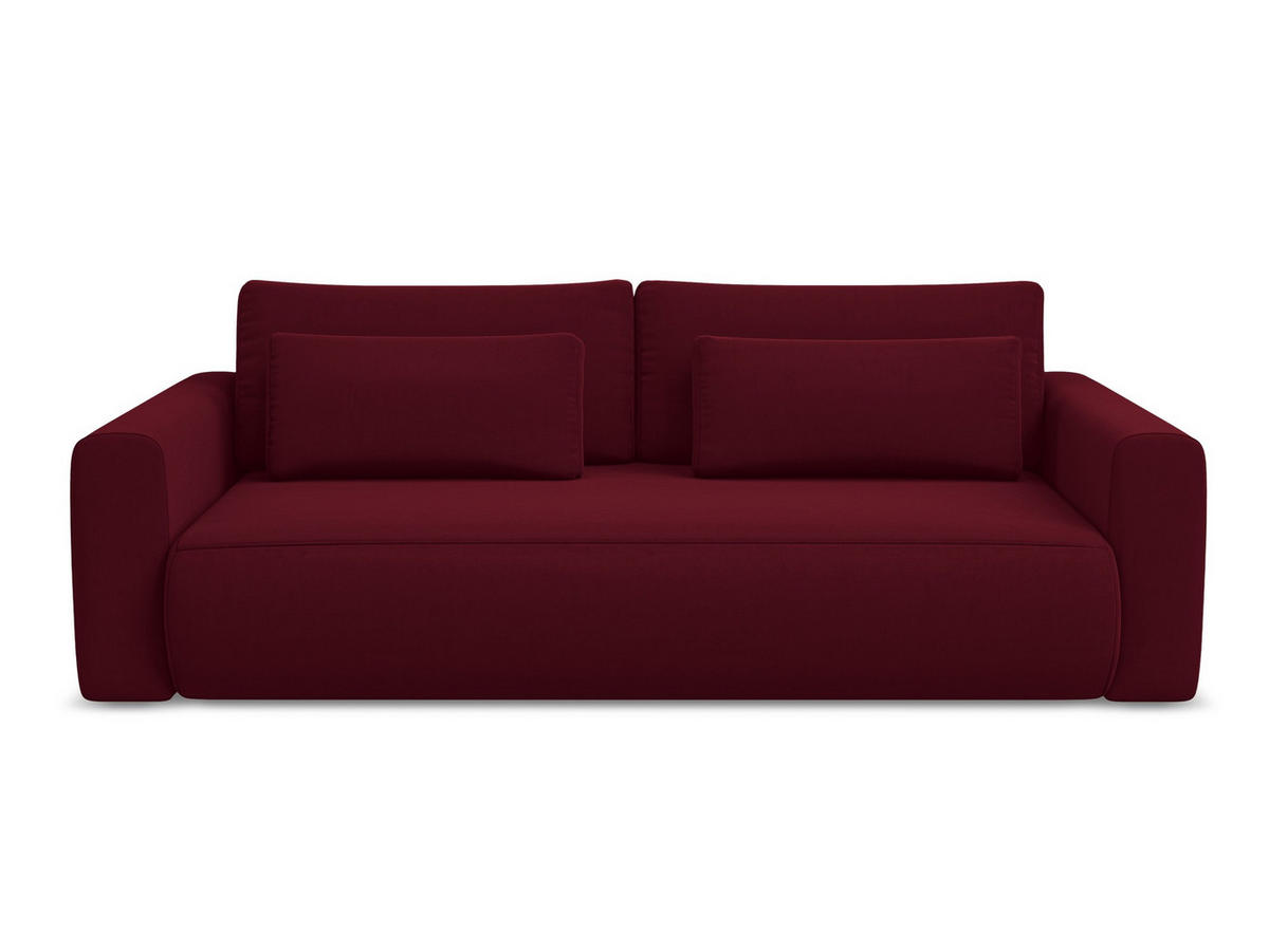 3-SITZER SOFA mit Schlaffunktion Samt Stoff Rot - Bordeaux/Rot, Kunststoff/Textil (238/82/105cm) - Makamii