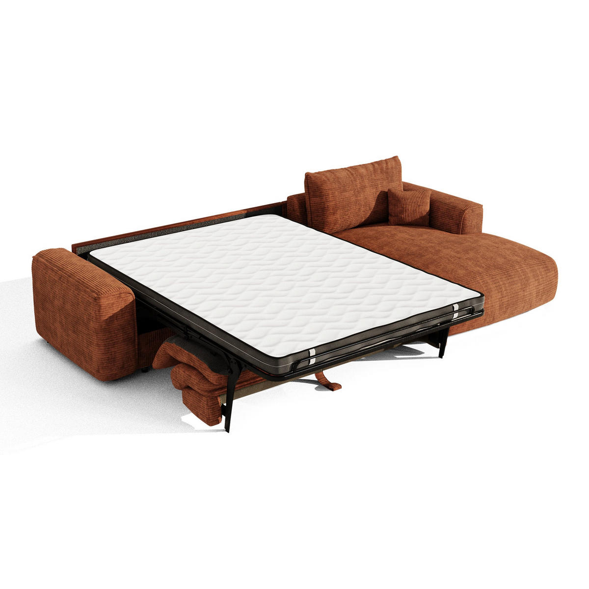 ECKSOFA rechtwinklig COMO Cord Terrakotta 300cm - Dunkelorange/Terracotta, Textil (300/165cm) - Premium Interiors