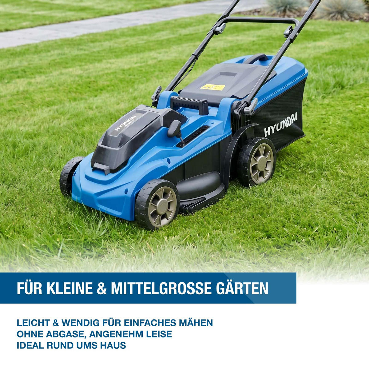 40V Akku-Rasenmäher Brushless – 37 cm Schnittbreite, inkl. 2 x 4.0Ah Akku & Ladegerät – 40L Korb - Blau, Kunststoff (38.6/101/120.5cm) - HYUNDAI