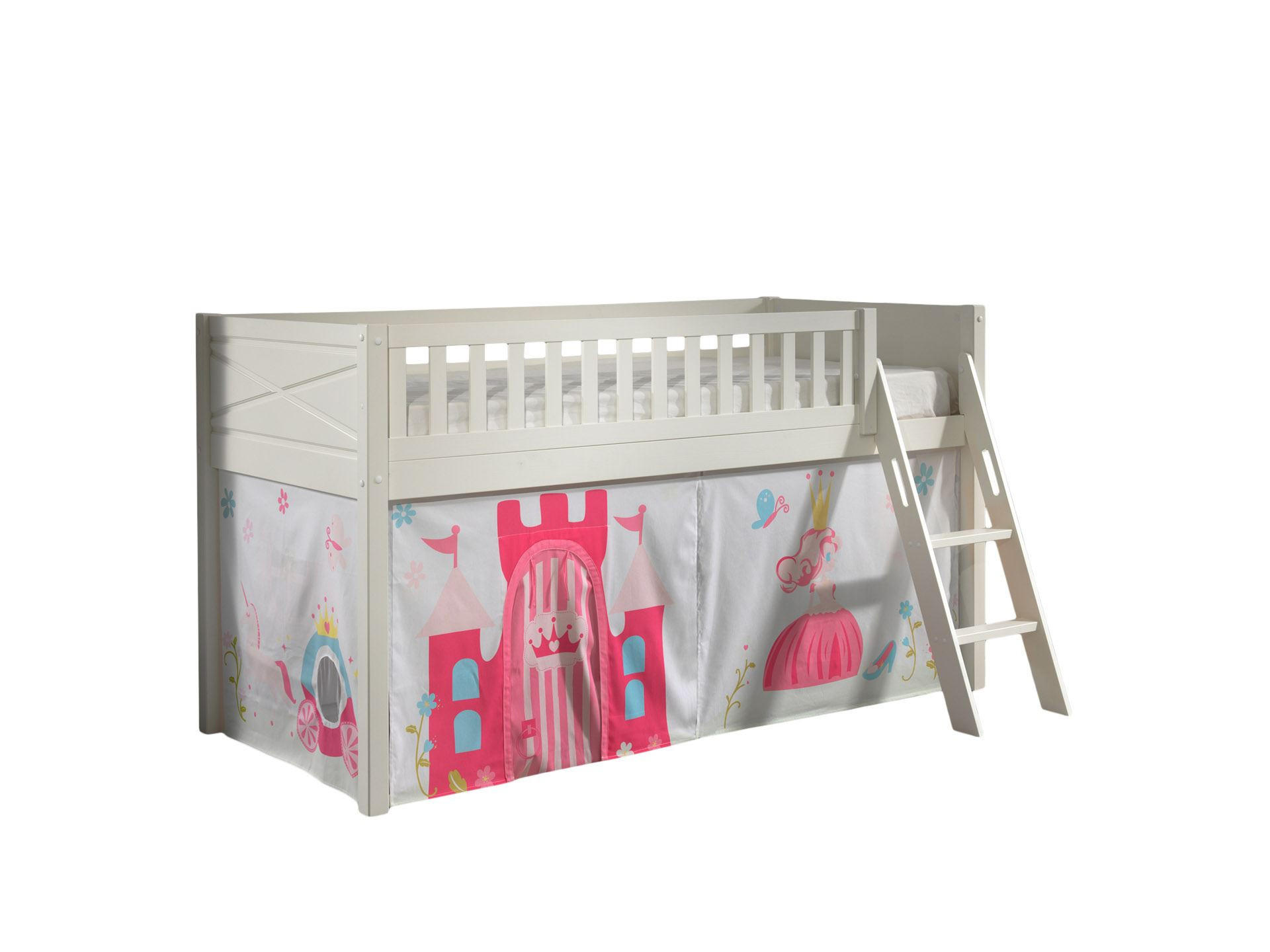 KINDERBETT Karyl 208x114x135 Massivholz Weiß Textilset Princess 1 - Magenta/Weiß, Holz (90/200cm) - 58aufmkessel