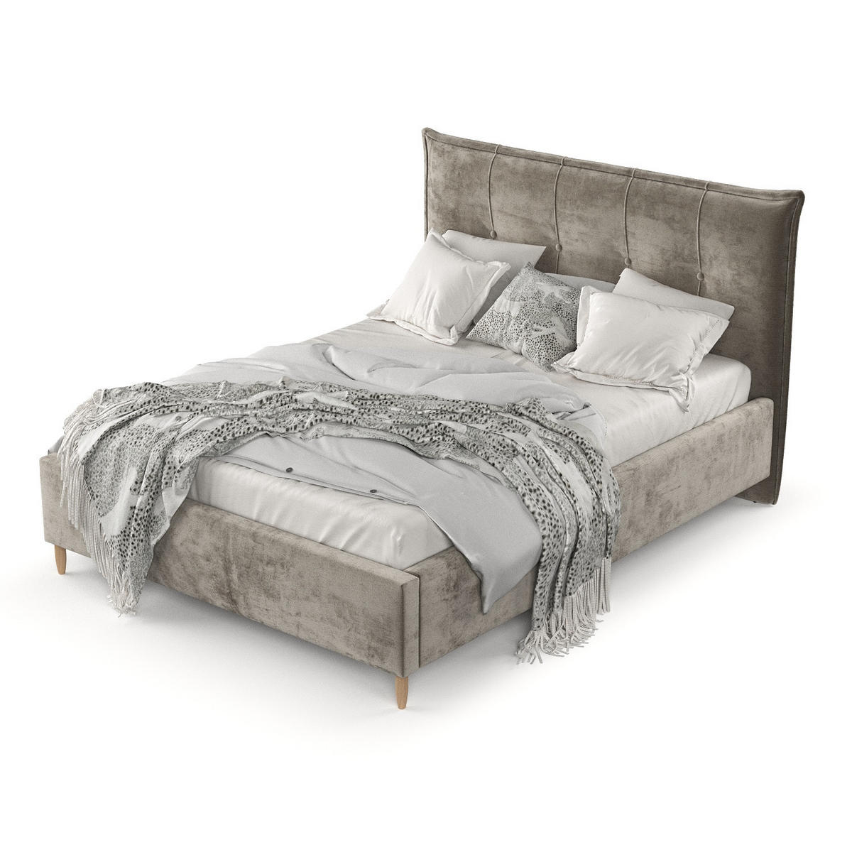 POLSTERBETT Plaza 180/200 cm Beige im Lotta Stoff - Beige/Naturfarben, Holz/Holzwerkstoff (180/200cm) - AltaBeds