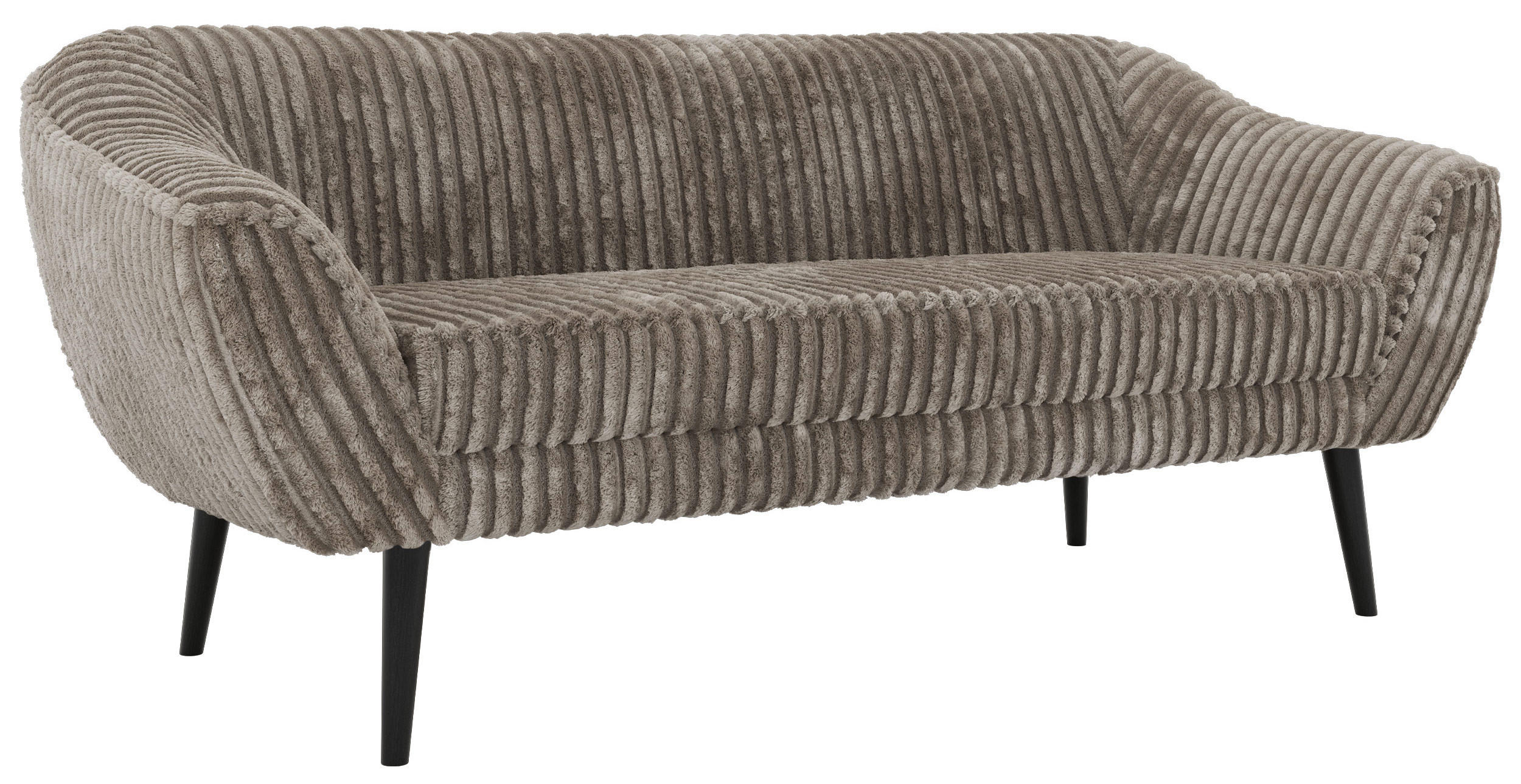 3-SITZER-SOFA PIRS - Hellbraun Cord - Schwarze Beine - Hellbraun/Schwarz, Holzwerkstoff/Textil (180/75/74cm) - MKS