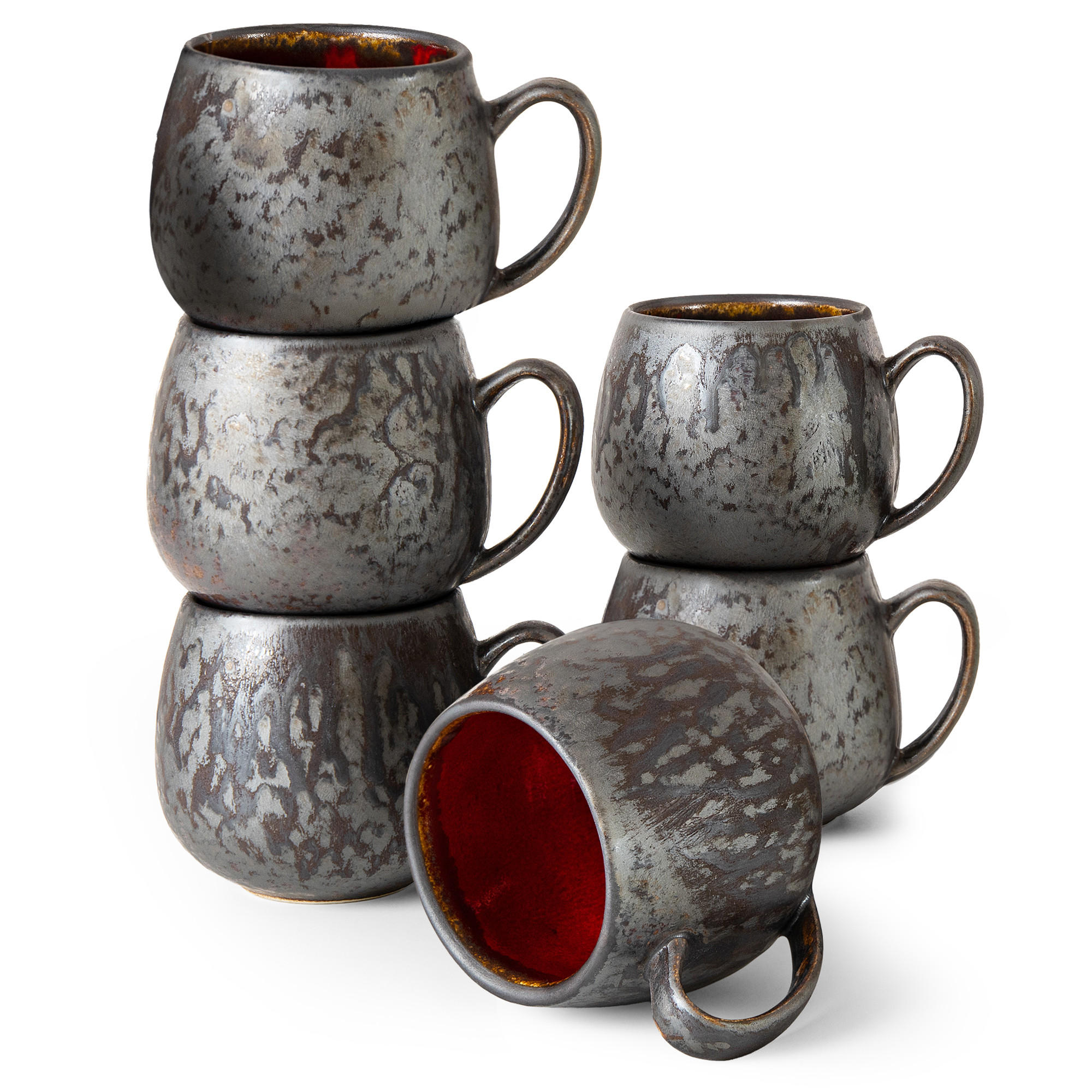 TASSE PRIMA 6-tlg, Rot - Rot, Keramik (13/9/10cm) - KONSIMO®