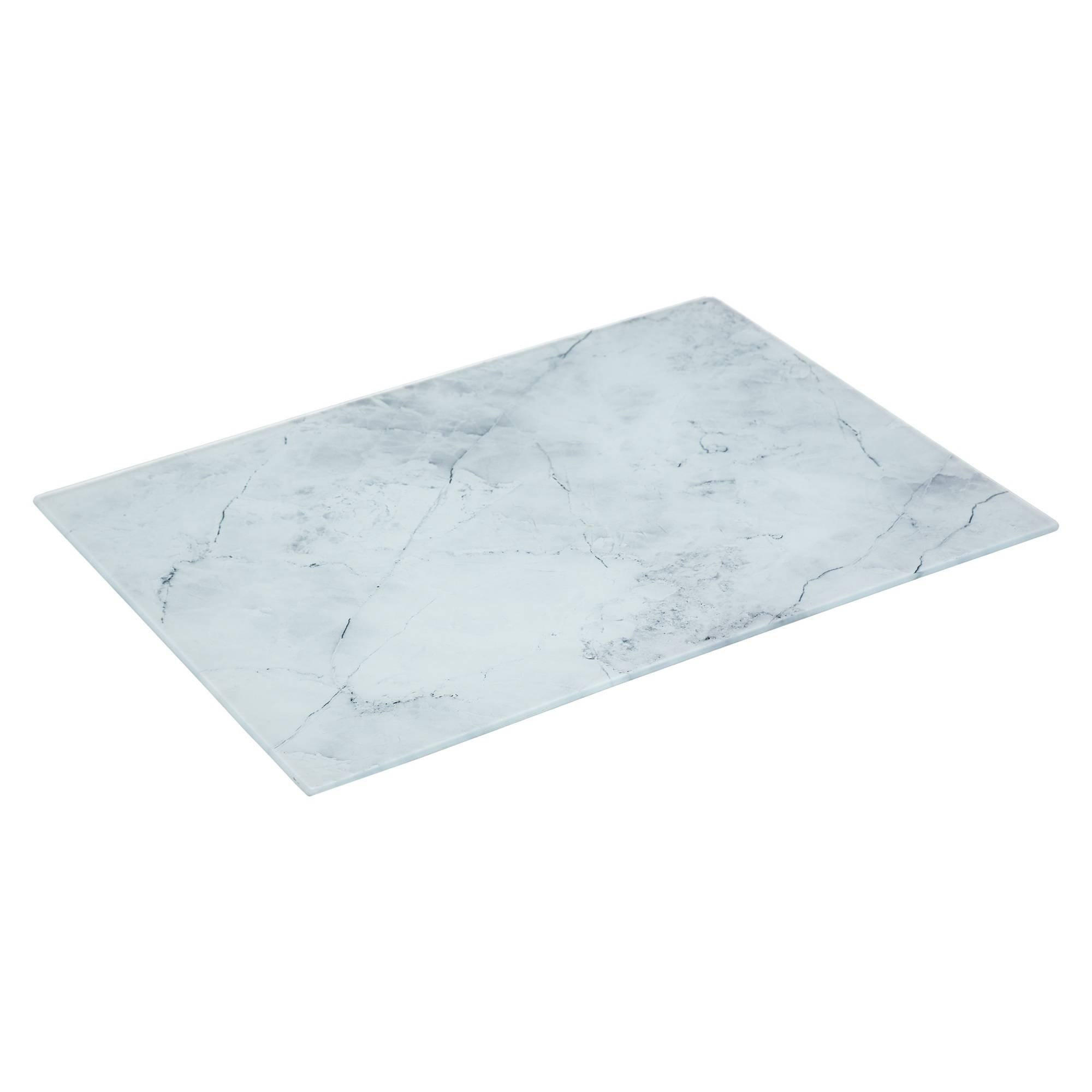 SCHNEIDEBRETT aus Glas mit Marmor-Muster 40/30/0,5 cm - Weiß, Glas (30/40cm) - 5five Simply Smart