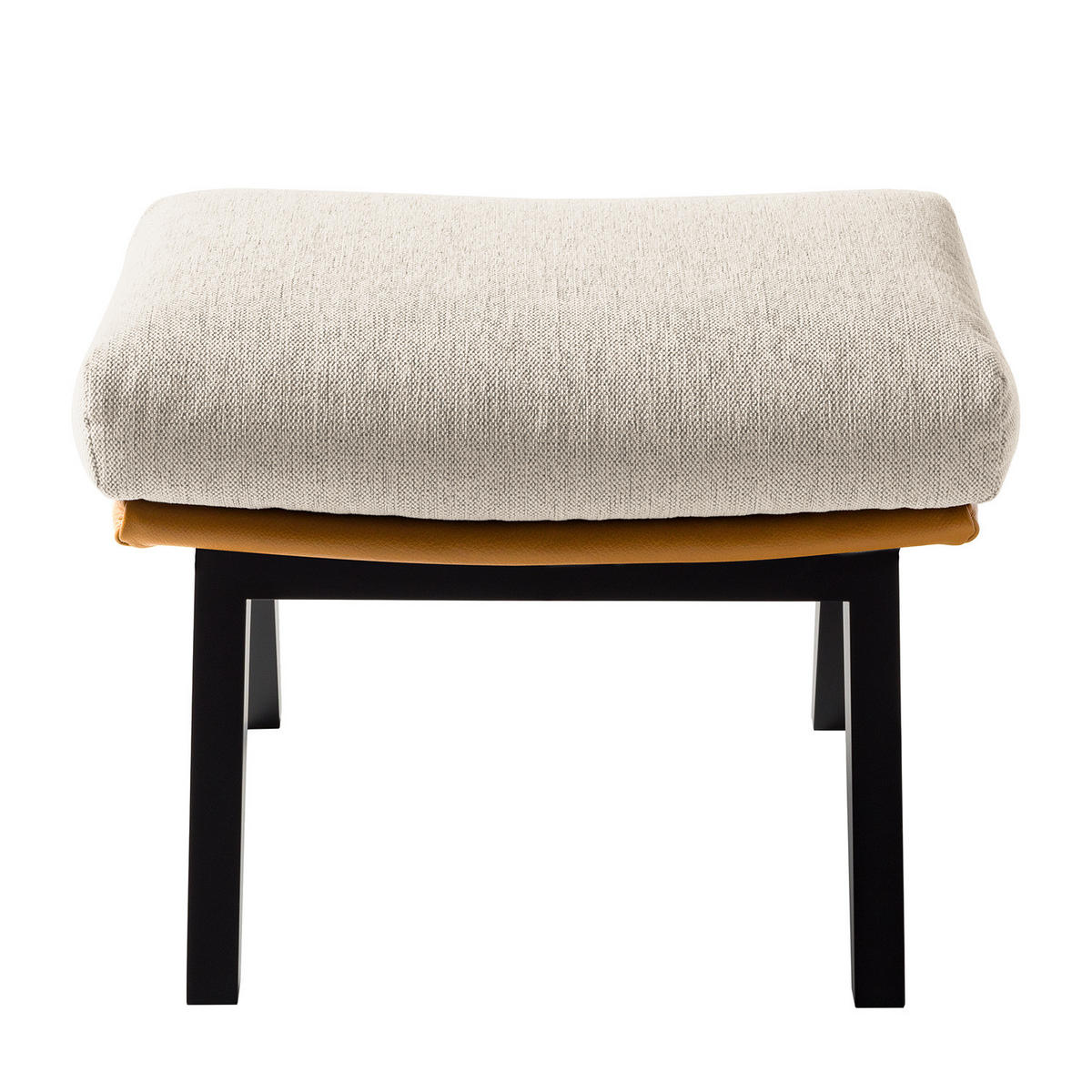 HOCKER mit Holzfüßen - Cognac/Beige, Birkenholz/Textil (54/41/41cm) - home24