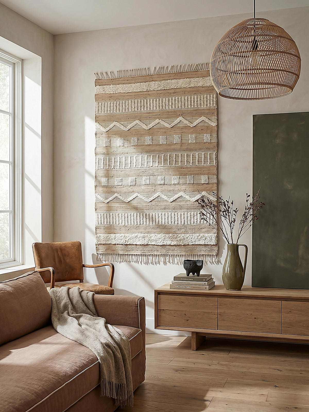 TEPPICH Hoch-Tief Struktur Gestreift, Ethno-Stil, mit Fransen wendbar, Esszimmer Natur-Weiß Rechteckig 160x230 - Weiß, Textil (230/160cm) - KADIMA DESIGN