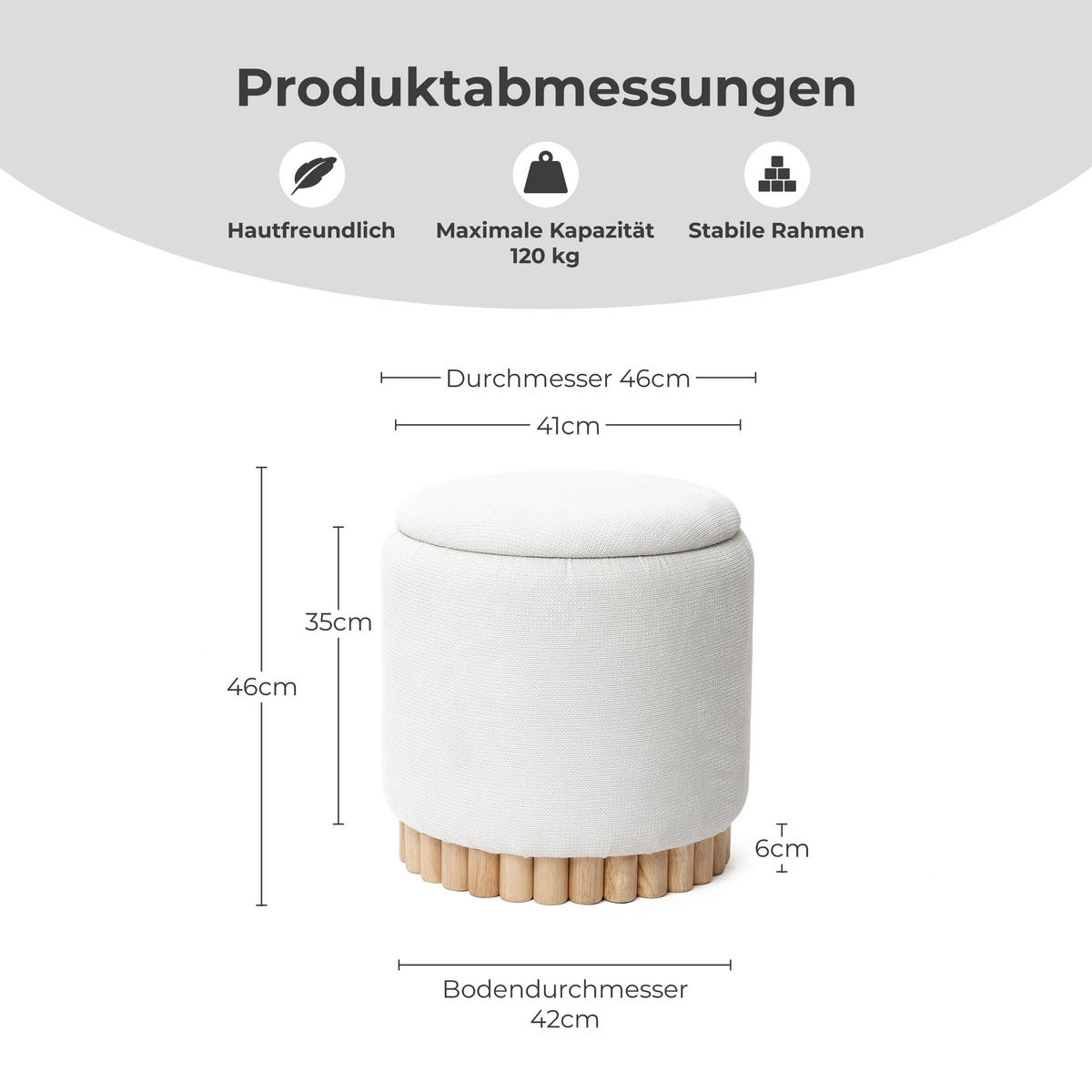HOCKER mit Stauraum Weiß - Weiß, Holz/Holzwerkstoff (46/46/46cm) - Hometopia