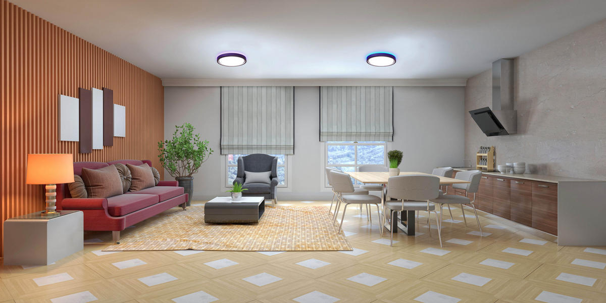 LED-DECKENLEUCHTE - mit Bewegungsmelder und farbiger Hintergrundbeleuchtung in Grau - Grau, Kunststoff (36.5/36.5/7.4cm) - Northpoint