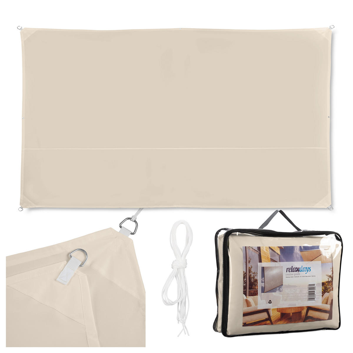 SLNEČNÉ plachty - béžová, kov/textil (400/200cm) - Relaxdays