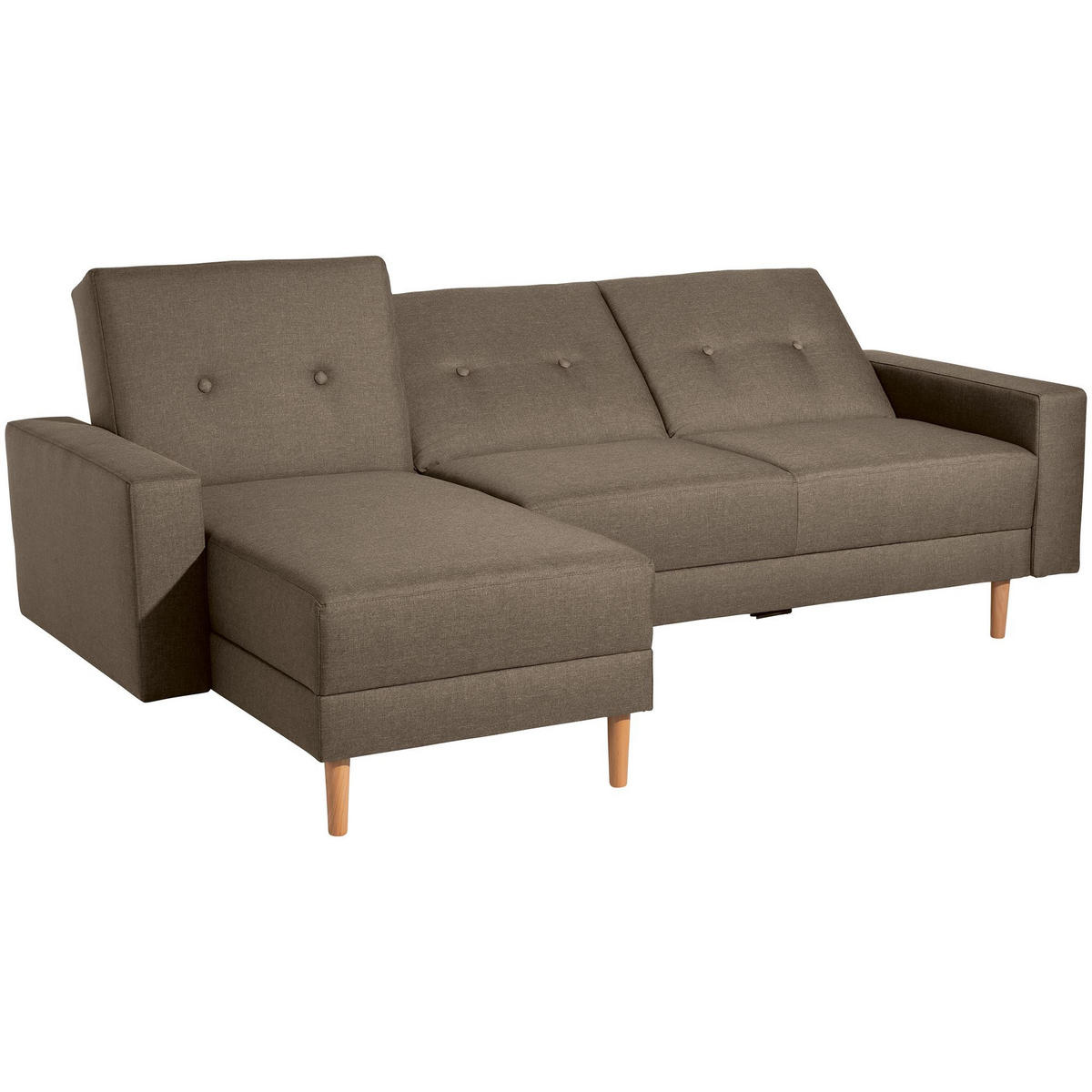 FUNKTIONSSOFA mit Hocker Kattie Flachgewebe sahara - Sahara, Kunststoff (144/230cm) - 58aufmkessel