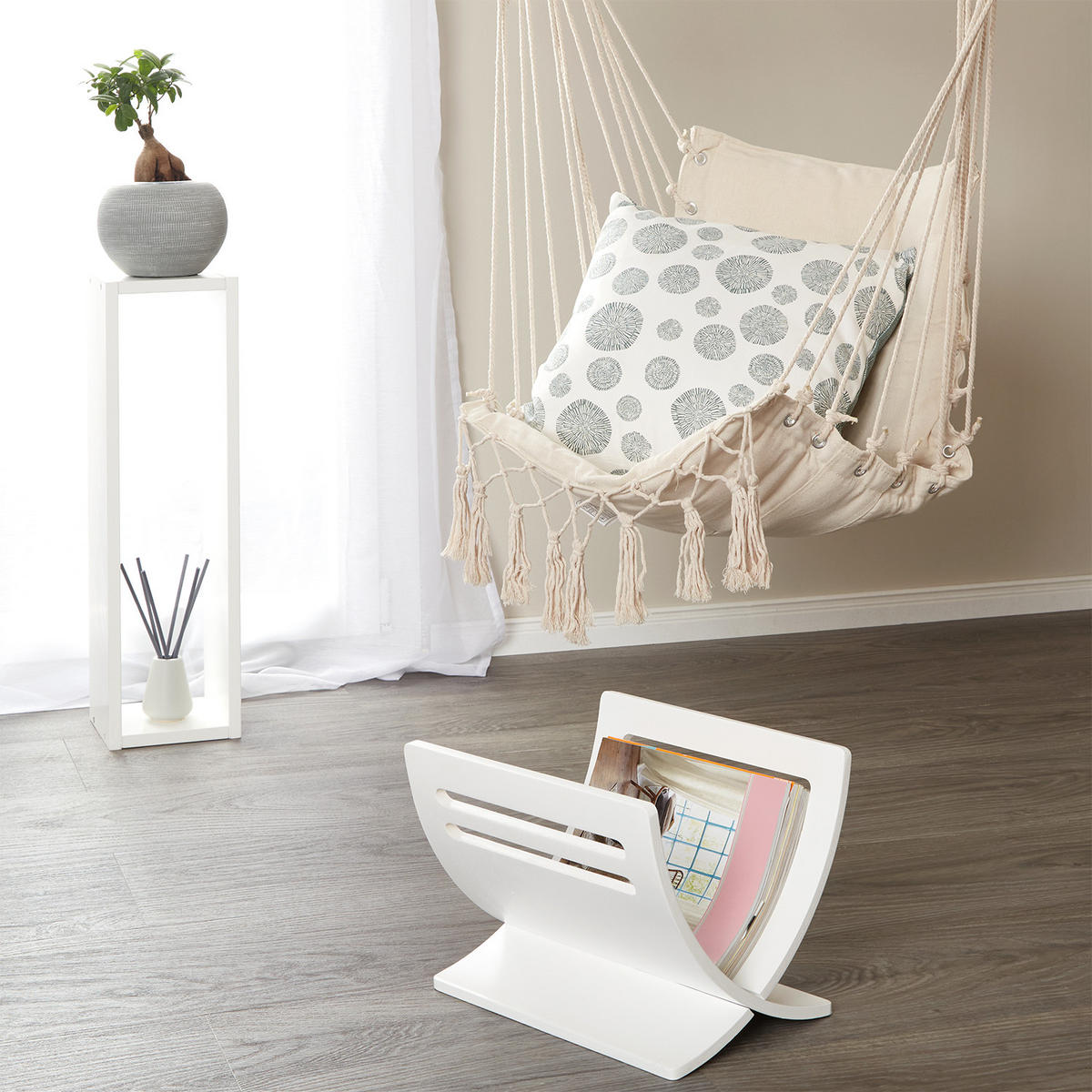 ZEITUNGSSTÄNDER Holz Weiß - Weiß, Holz (30/29/36cm) - Homestyle4u