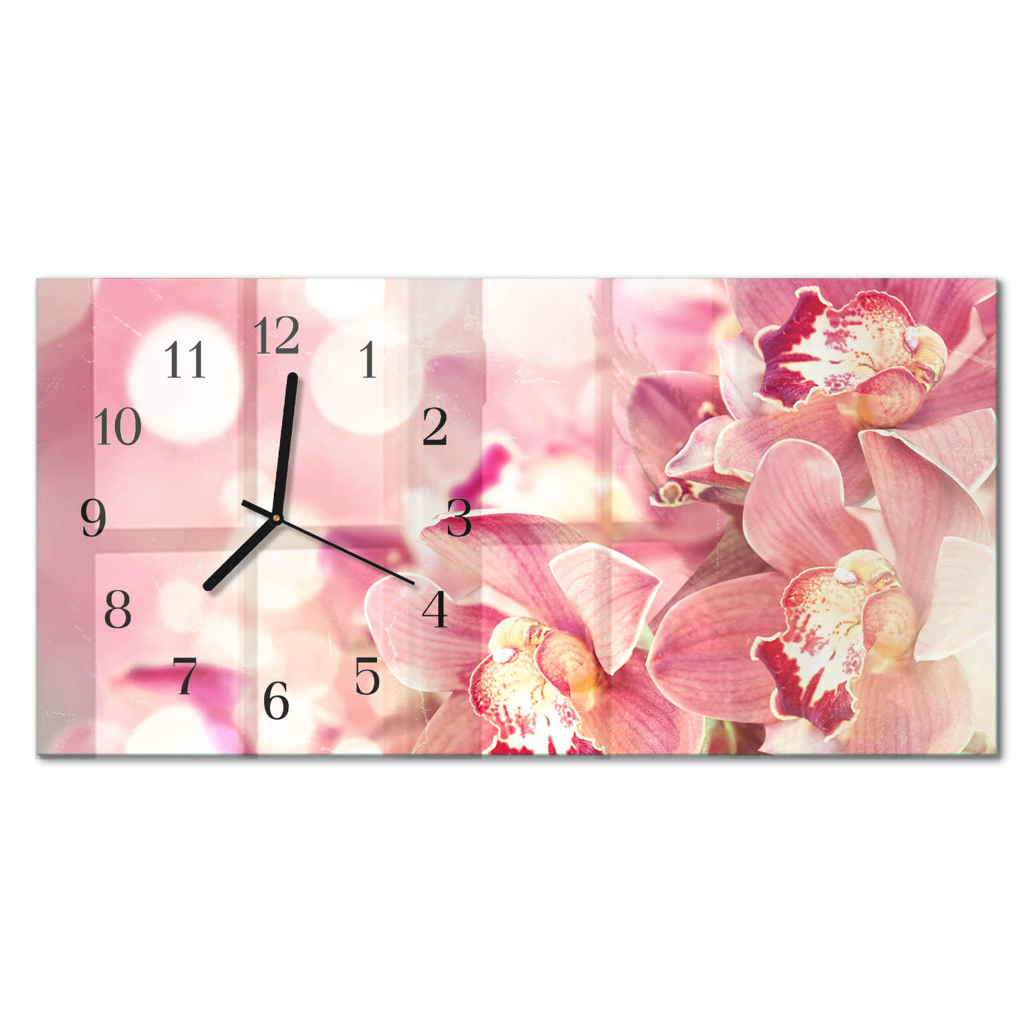 WANDUHR 60x30 cm - Blume - Pink, Glas (60/30/0.4cm) - TULUP
